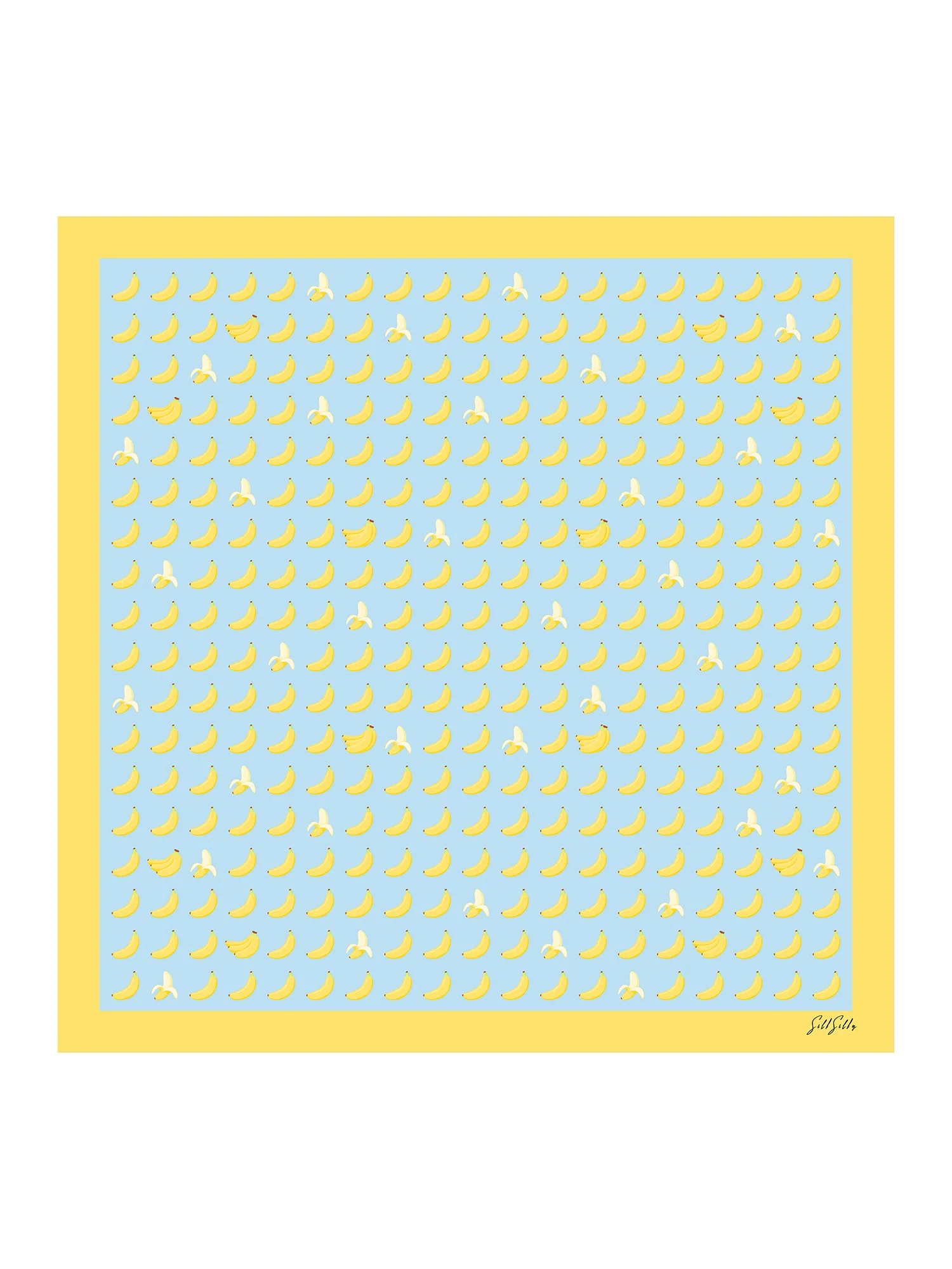 Scarf I 100 Procent Mullbärssilke Med Bananmönster Storlek 90 x 90 cm - Image 6