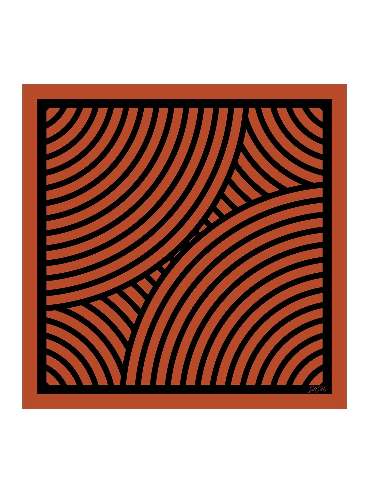 100% Mullbärssilke Halvcirkelformad Geometri Tryckt Halsduk Storlek 90x90cm - Image 14