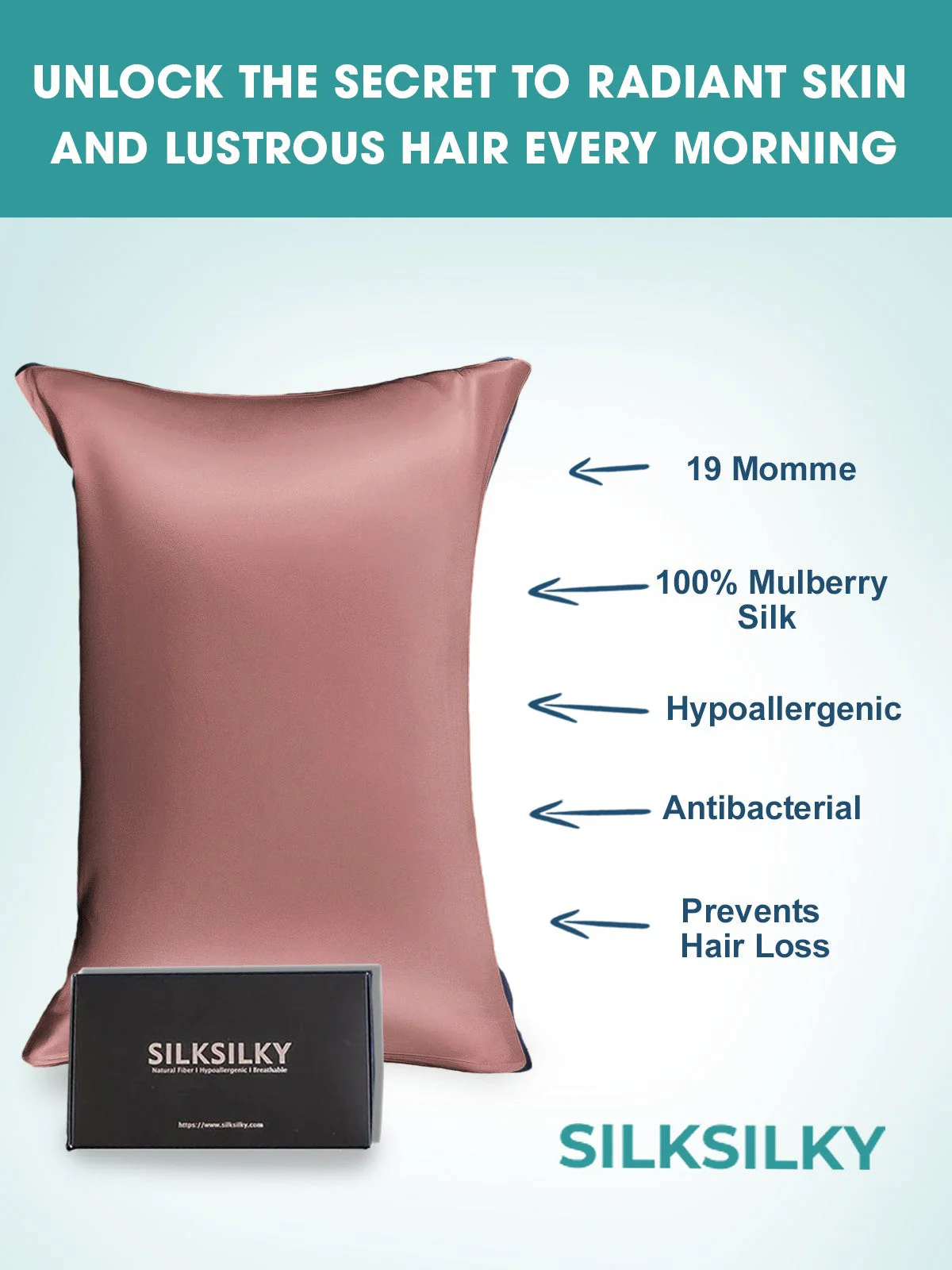 19Momme 100% Mullbärssilke Örngott - Dold dragkedja - Image 74