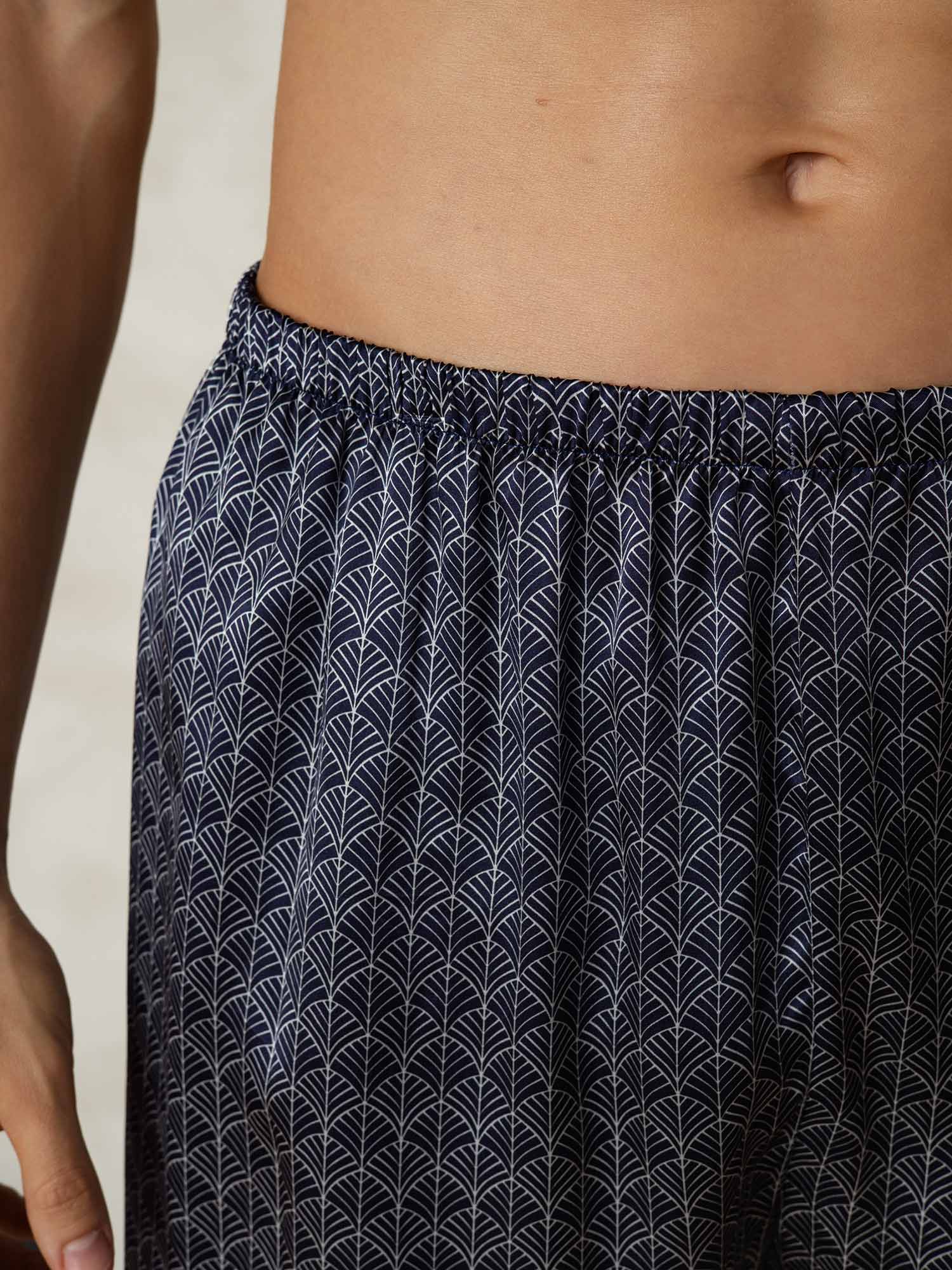 Pure Silk Marin Ginkgo Tryck Elastisk Midja Sovshorts - Image 7
