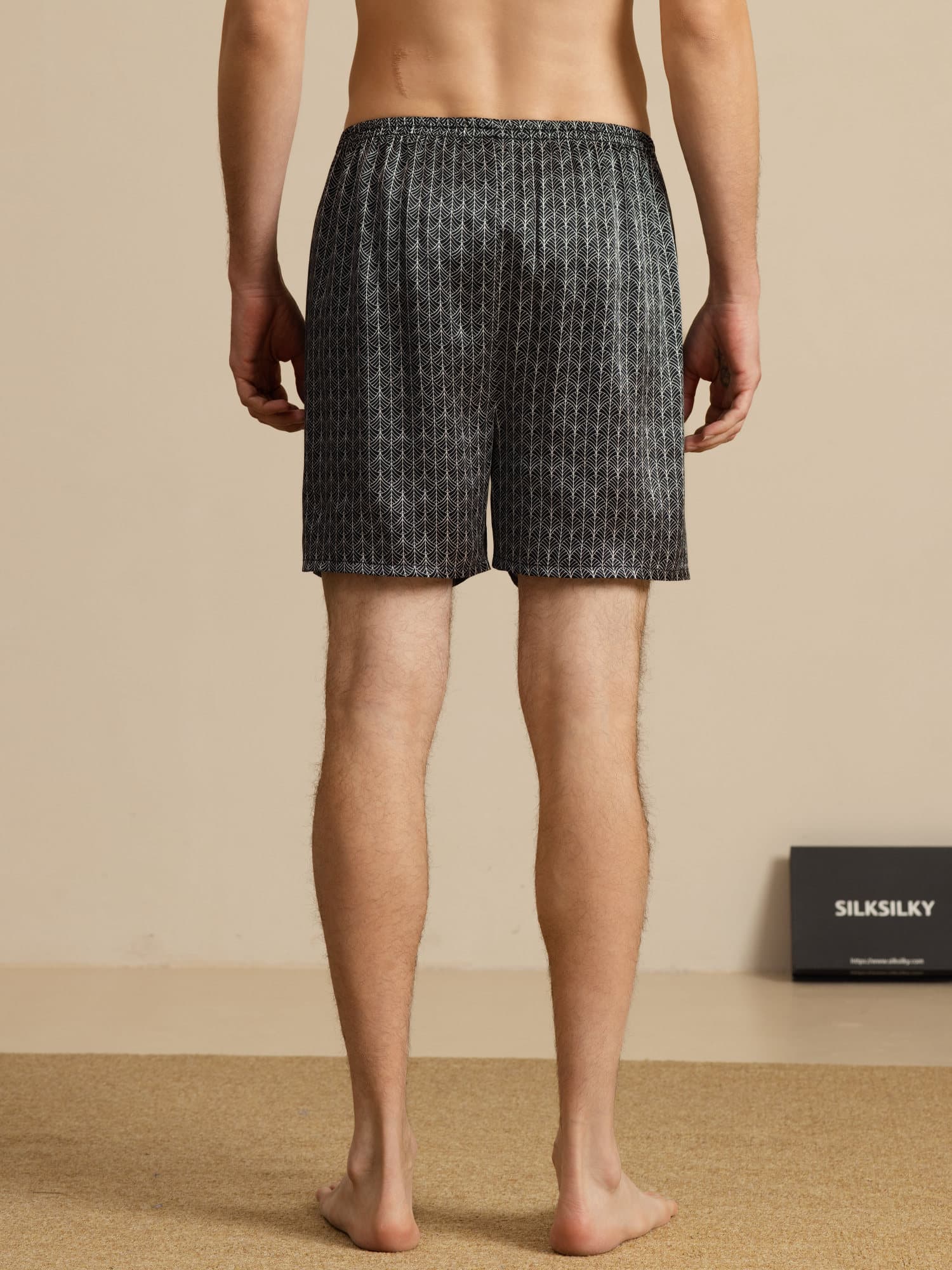 Pure Silk Marin Ginkgo Tryck Elastisk Midja Sovshorts - Image 9