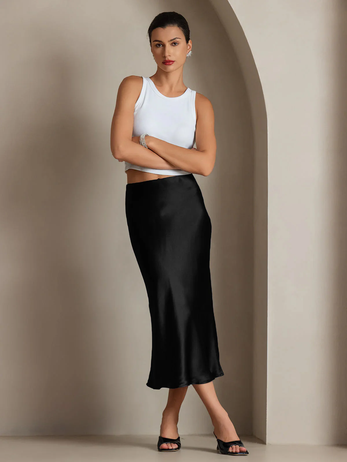 Elegant Basik Kjol i Ren Silke - Image 13