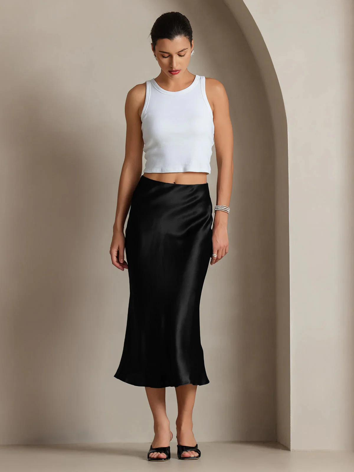 Elegant Basik Kjol i Ren Silke - Image 15
