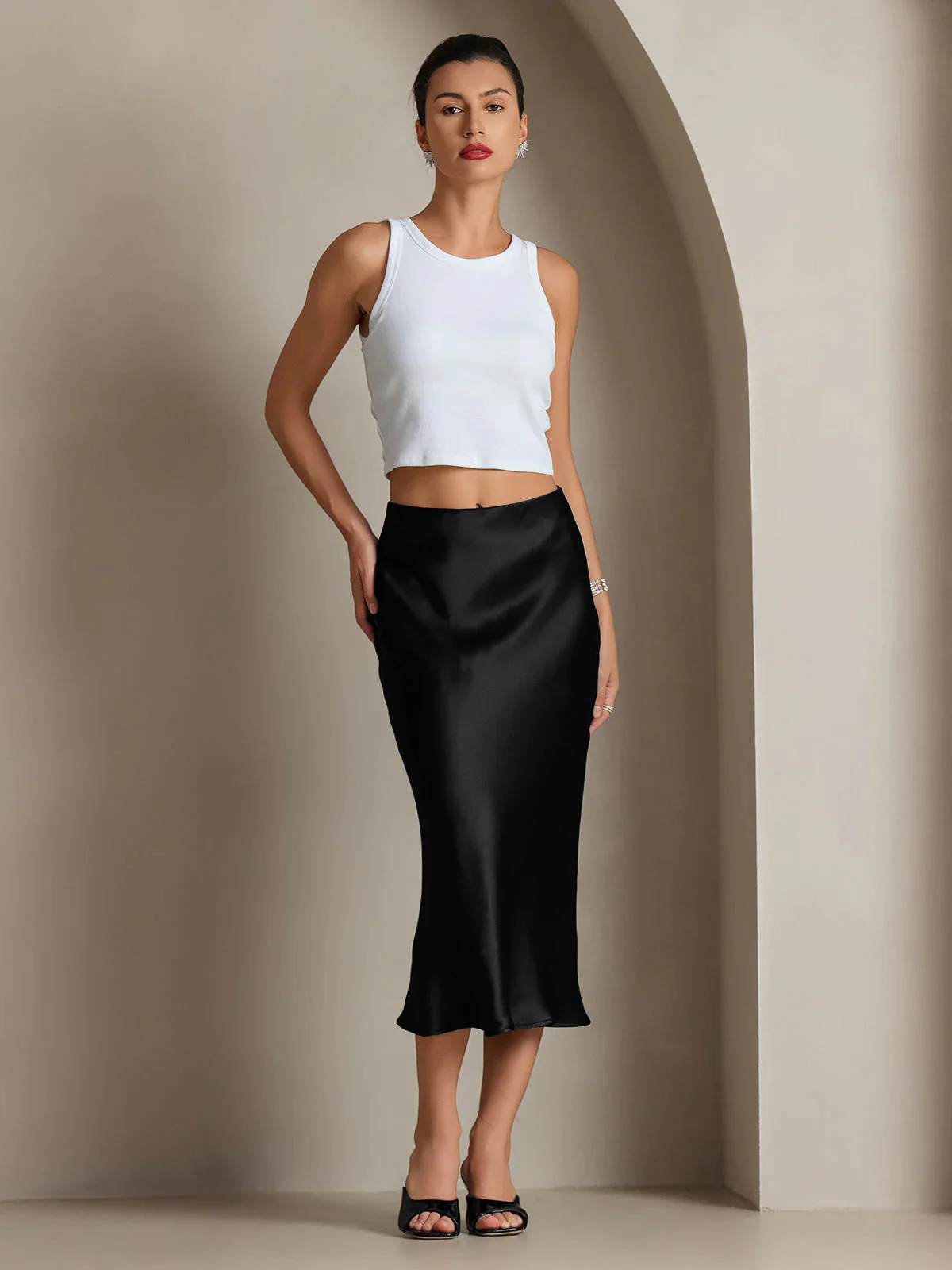 Elegant Basik Kjol i Ren Silke - Image 16