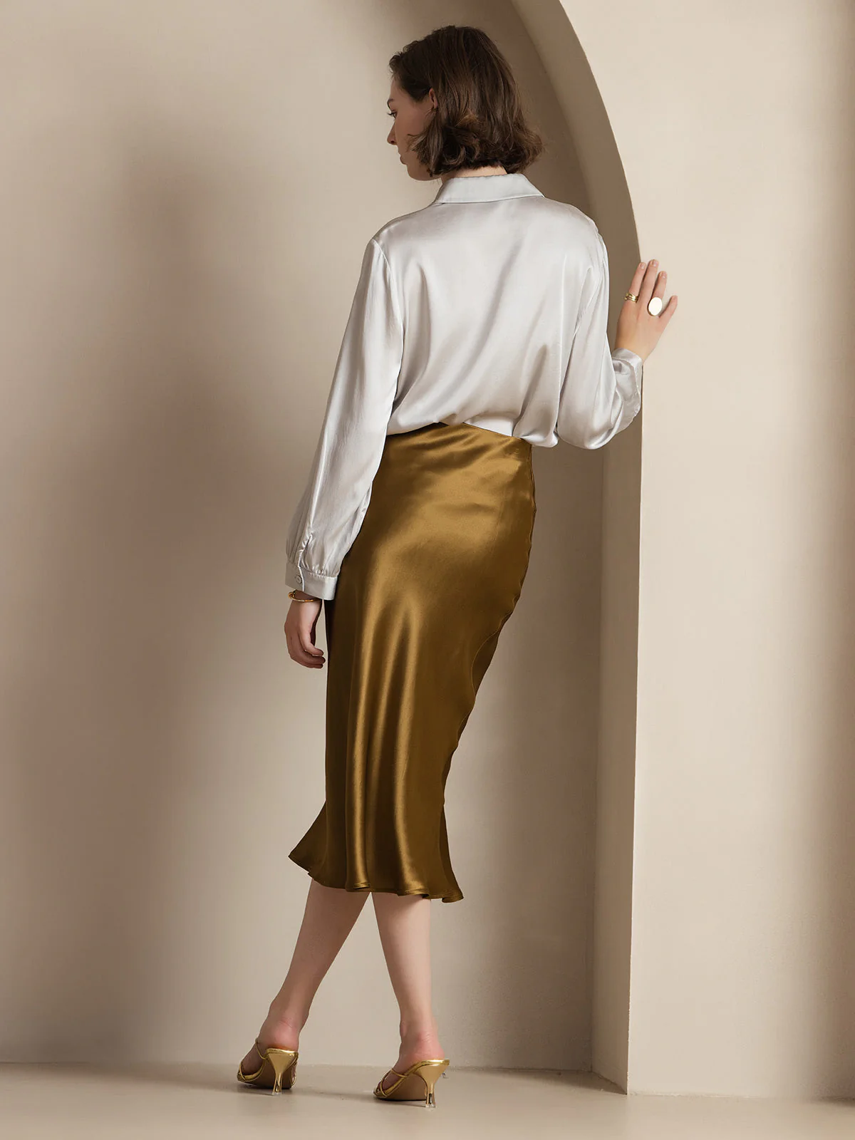 Elegant Basik Kjol i Ren Silke - Image 52