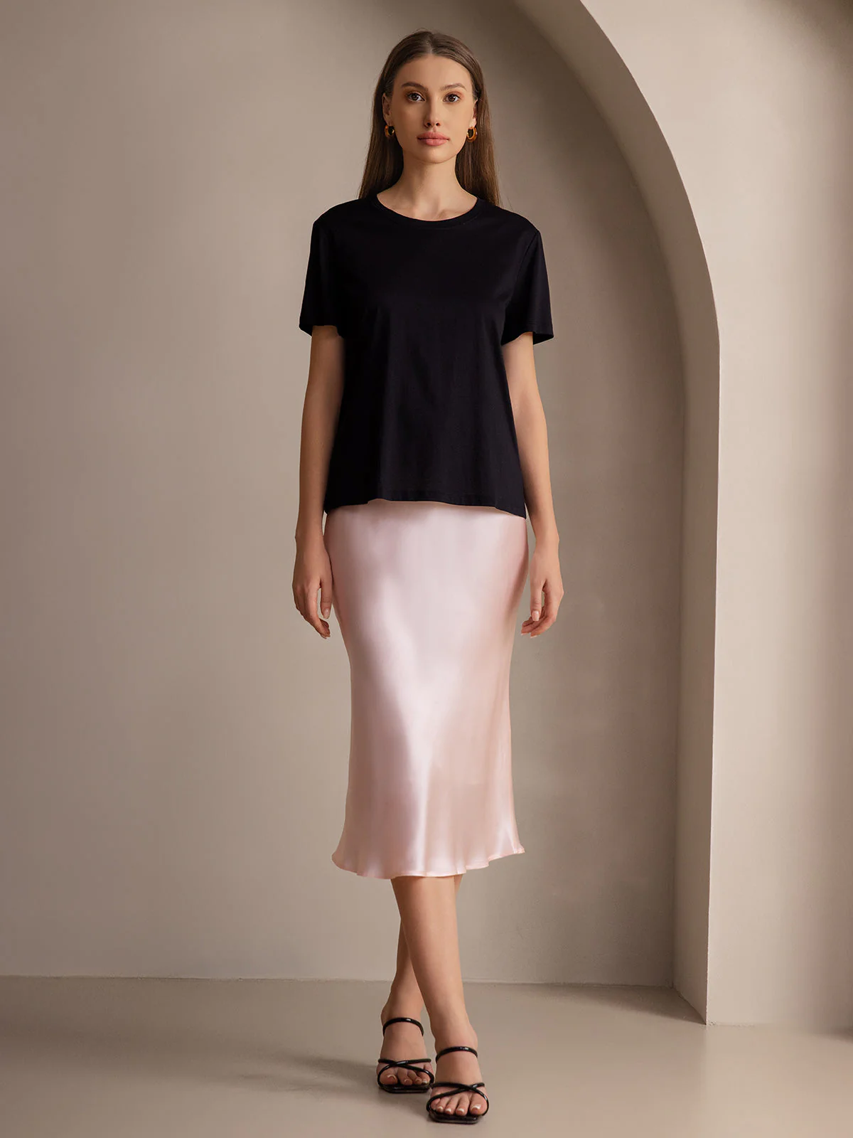 Elegant Basik Kjol i Ren Silke - Image 76
