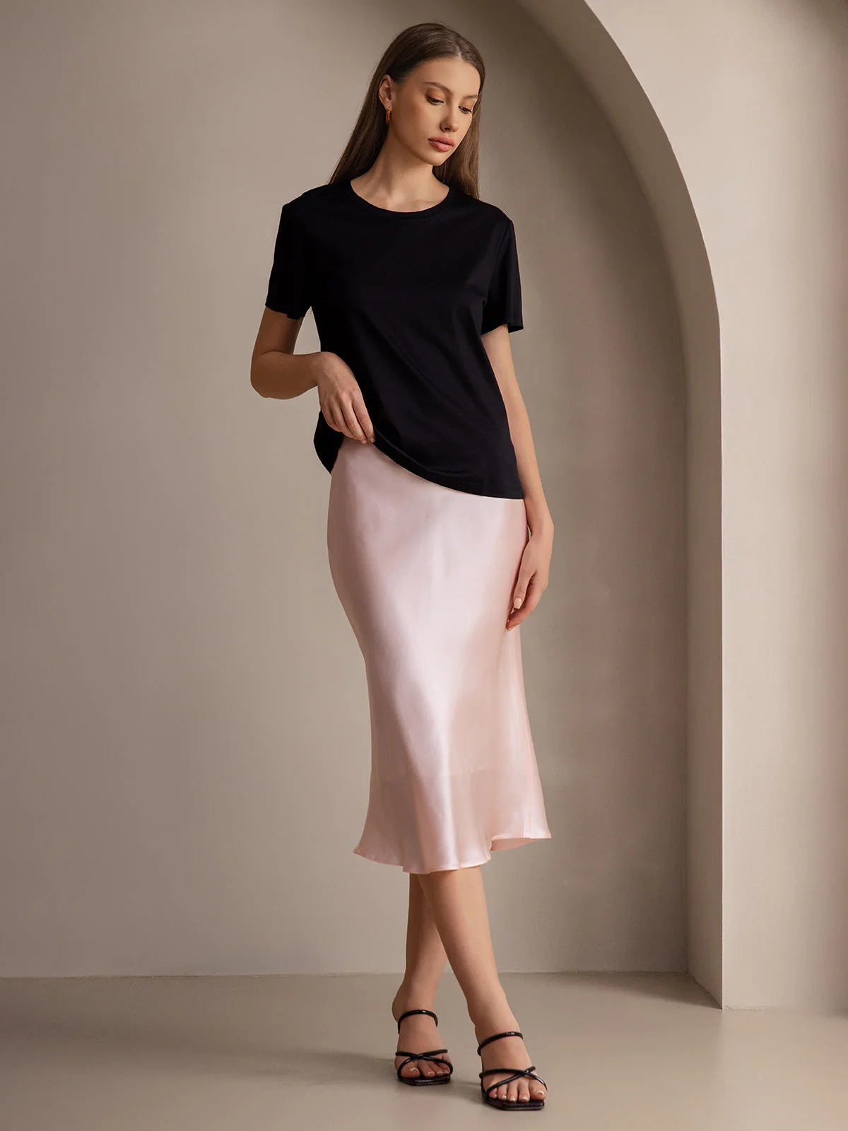 Elegant Basik Kjol i Ren Silke - Image 79
