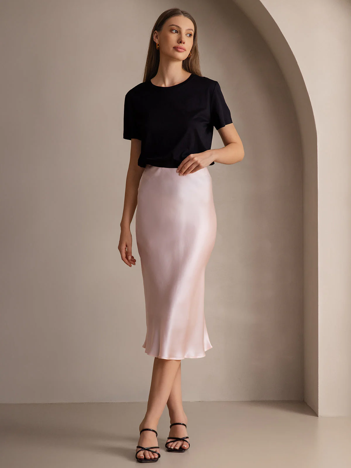 Elegant Basik Kjol i Ren Silke - Image 80