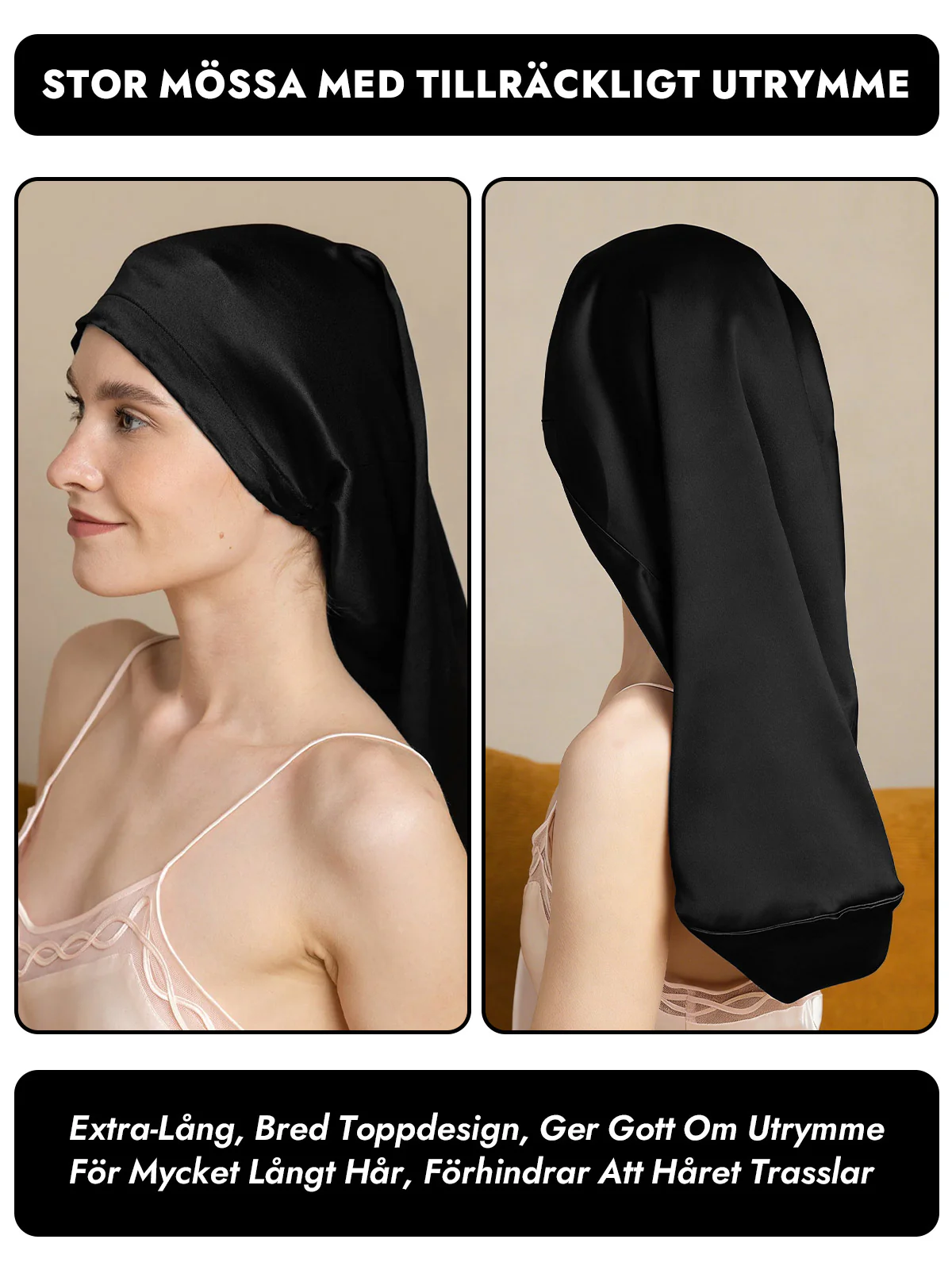 100% Mulbäret Siden Elegant Sovmössa för Långt Hår - Image 19