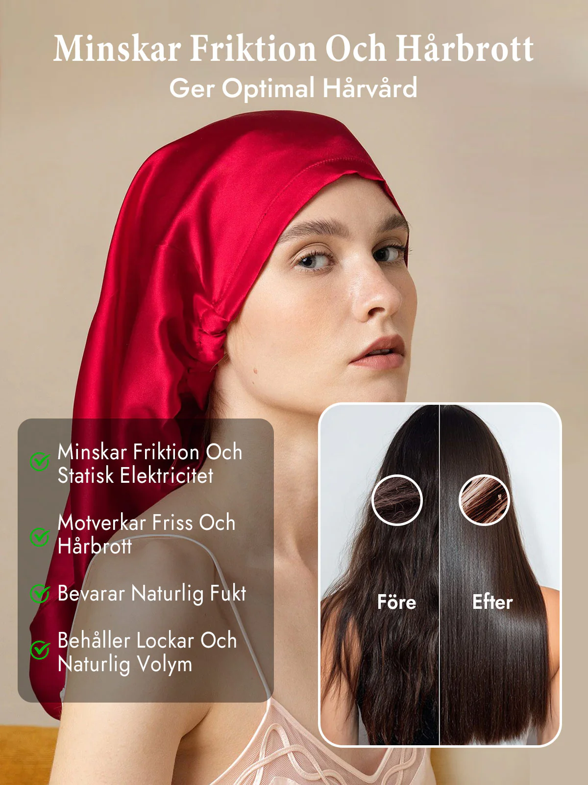 100% Mulbäret Siden Elegant Sovmössa för Långt Hår - Image 44