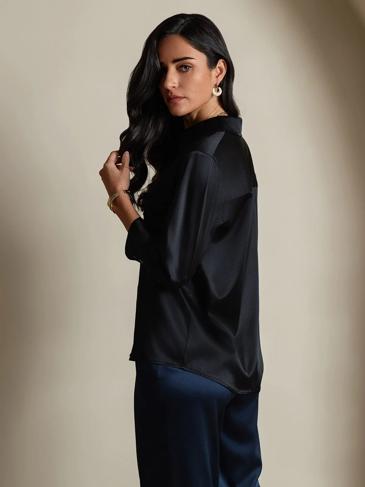 19Momme Silke Lång Ärm Krage Skjorta - Image 25