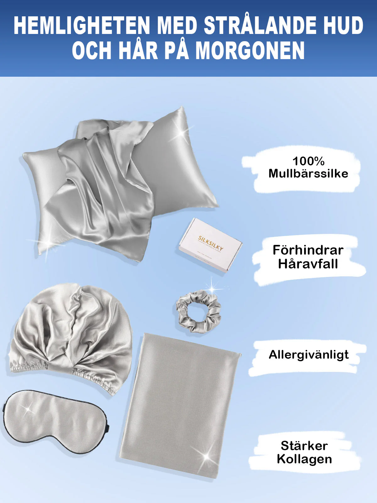 19Momme 4st Set Silke Hudvänlig Skönhet Sömn Set (Dold Dragkedja Örngott) - Image 27