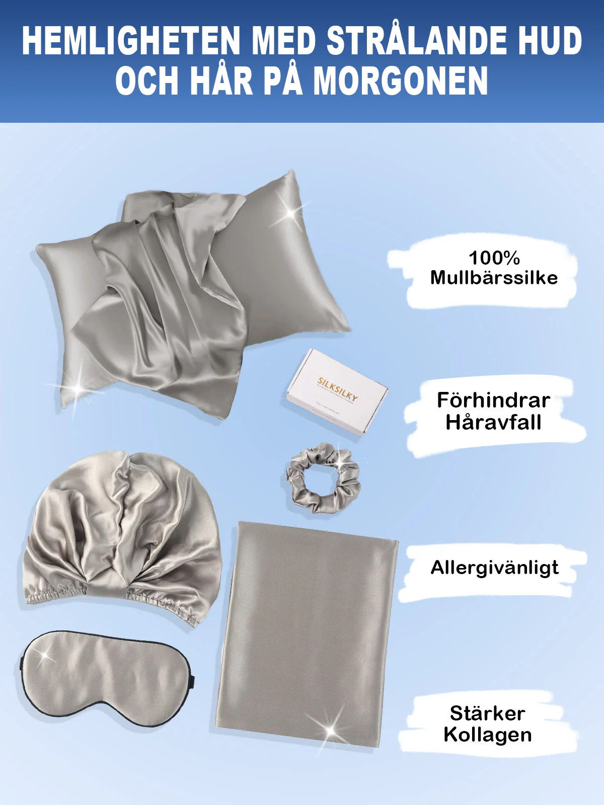 19Momme 4st Set Silke Hudvänlig Skönhet Sömn Set (Dold Dragkedja Örngott) - Image 41