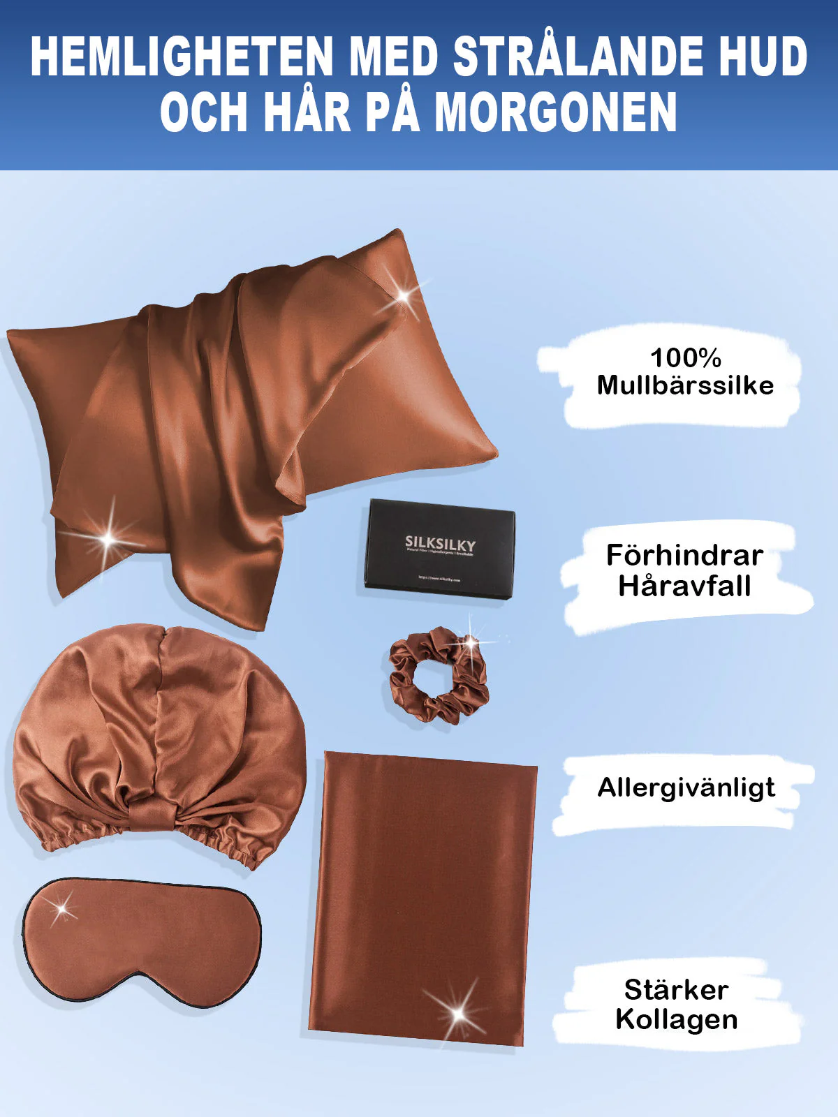 19Momme 4st Set Silke Hudvänlig Skönhet Sömn Set (Dold Dragkedja Örngott) - Image 62