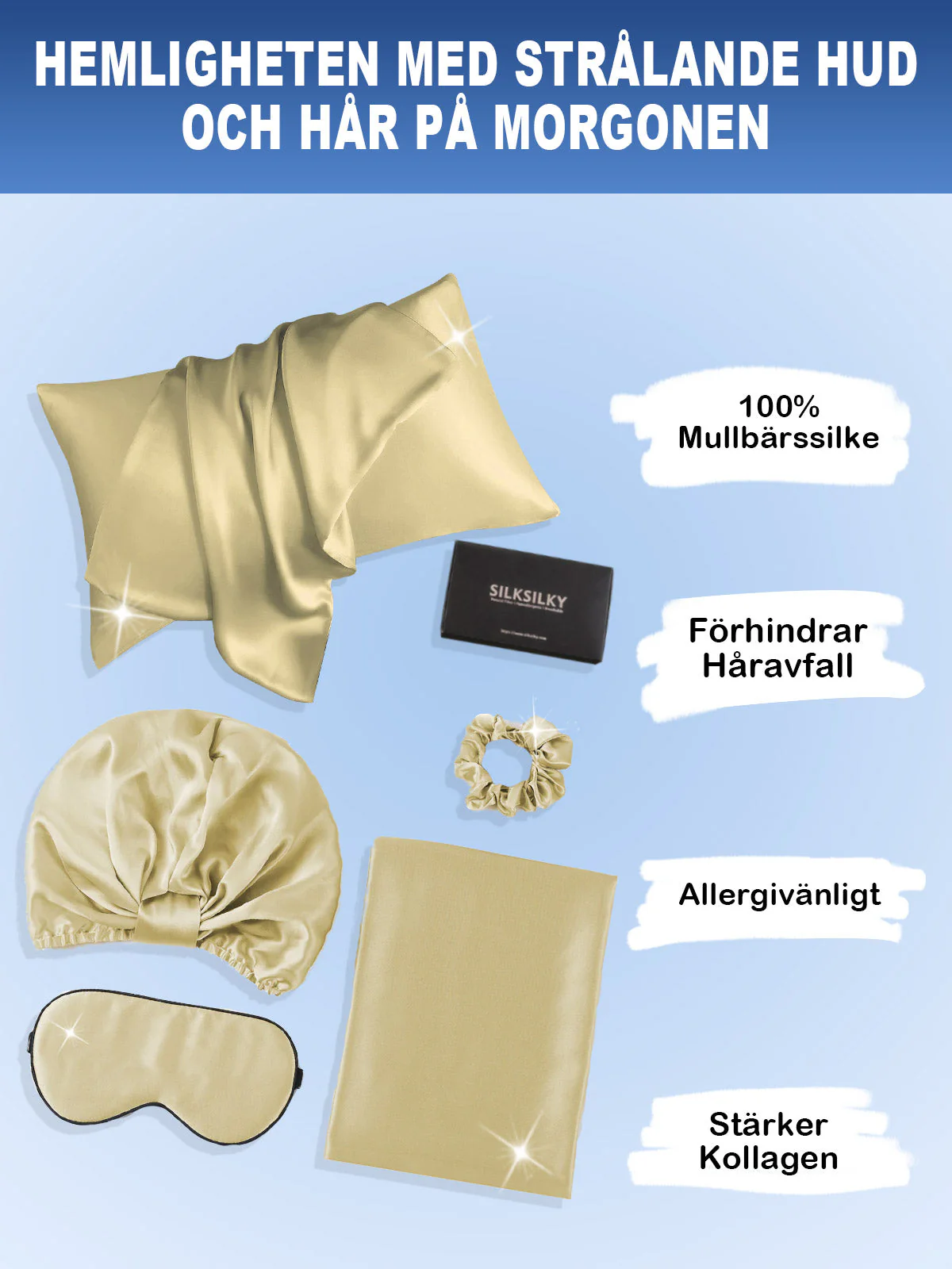 19Momme 4st Set Silke Hudvänlig Skönhet Sömn Set (Dold Dragkedja Örngott) - Image 72