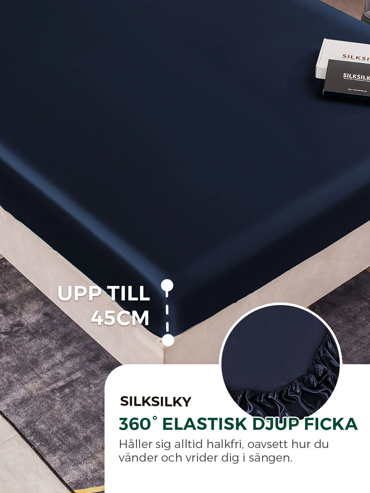 25Momme 3st Siden Sängkläder Set (Dra-På-Lakan + 2x Örngott) - Image 10
