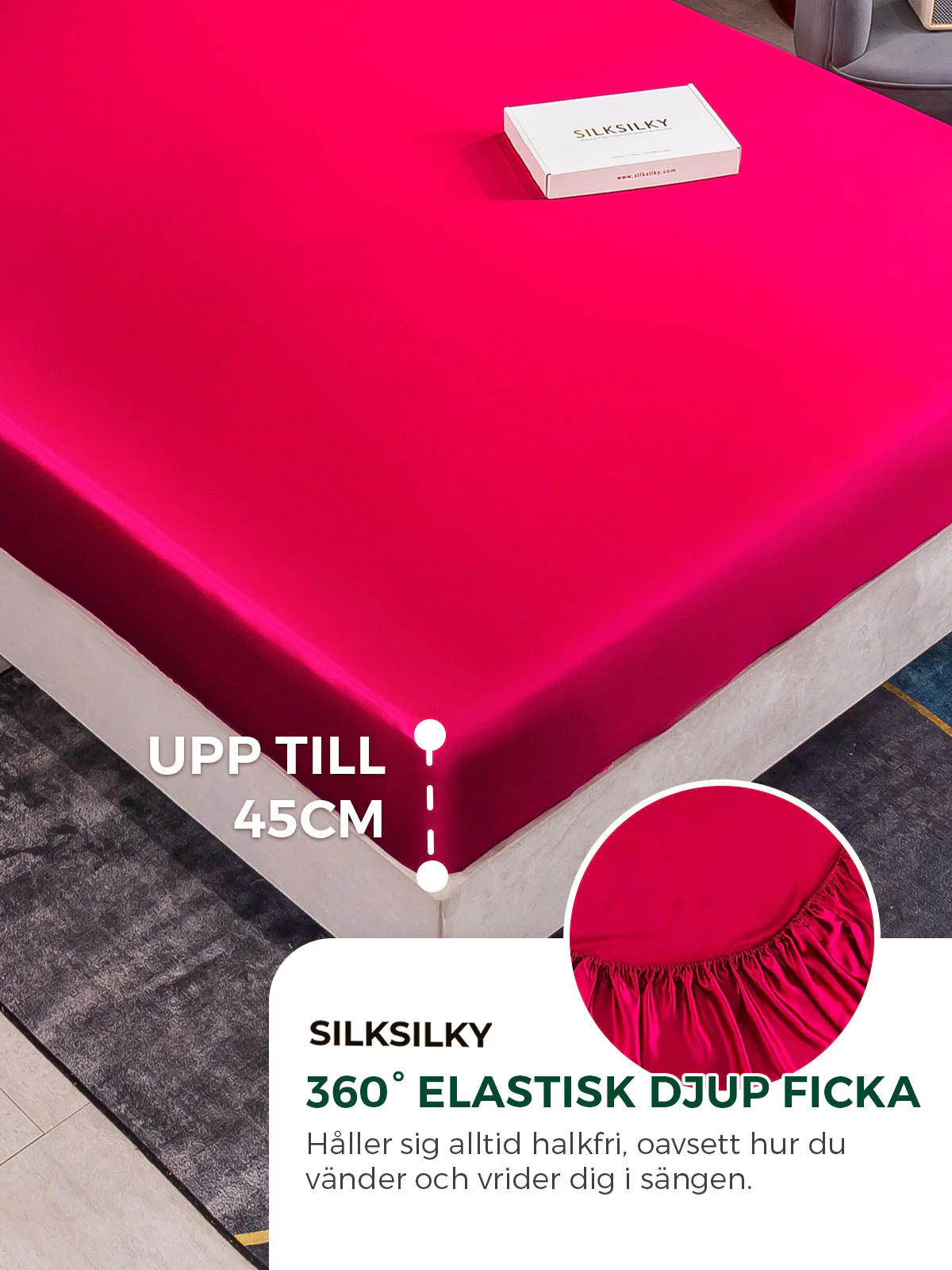25Momme 3st Siden Sängkläder Set (Dra-På-Lakan + 2x Örngott) - Image 22