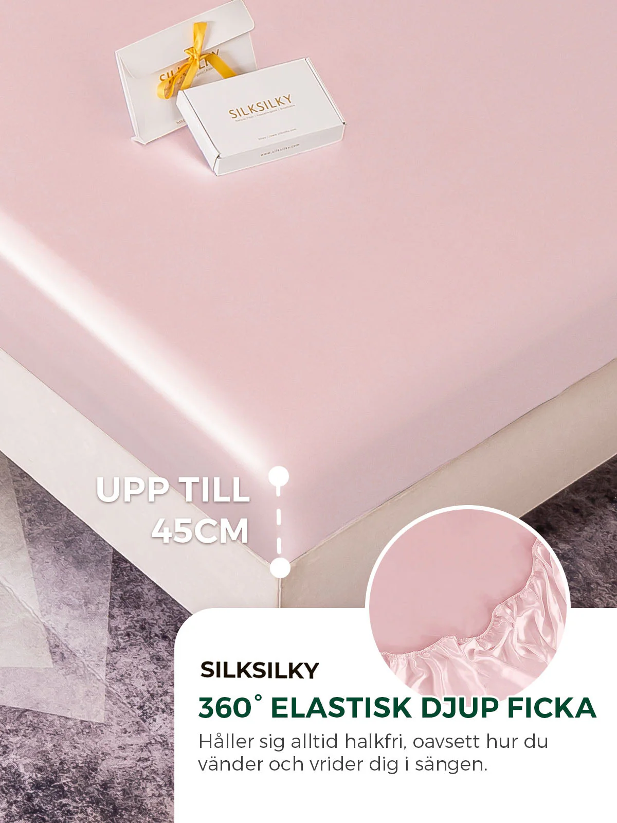 25Momme 3st Siden Sängkläder Set (Dra-På-Lakan + 2x Örngott) - Image 40
