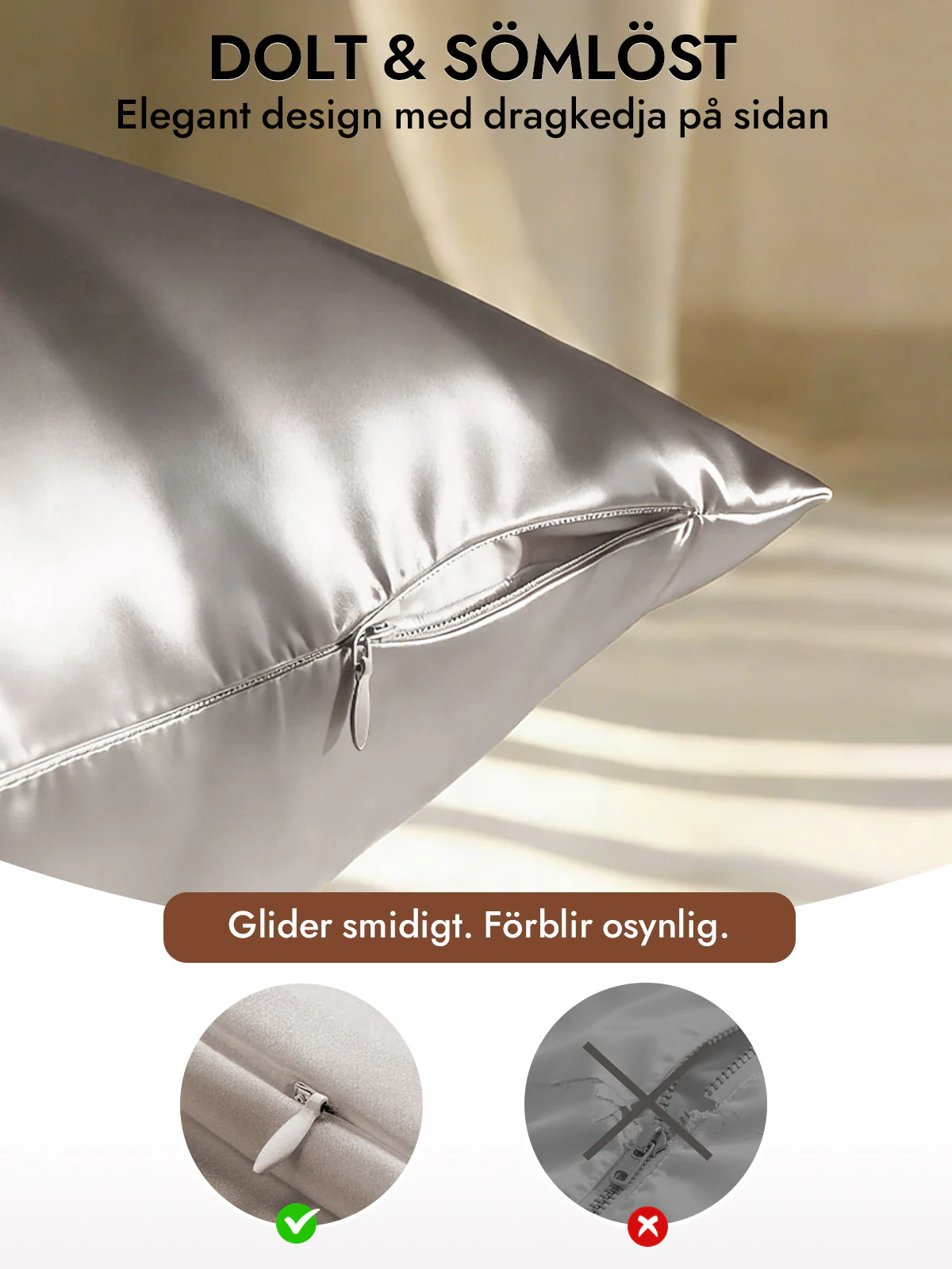 2st 30Momme 100% Silke Örngott Bundle- Dold Dragkedja - Image 11