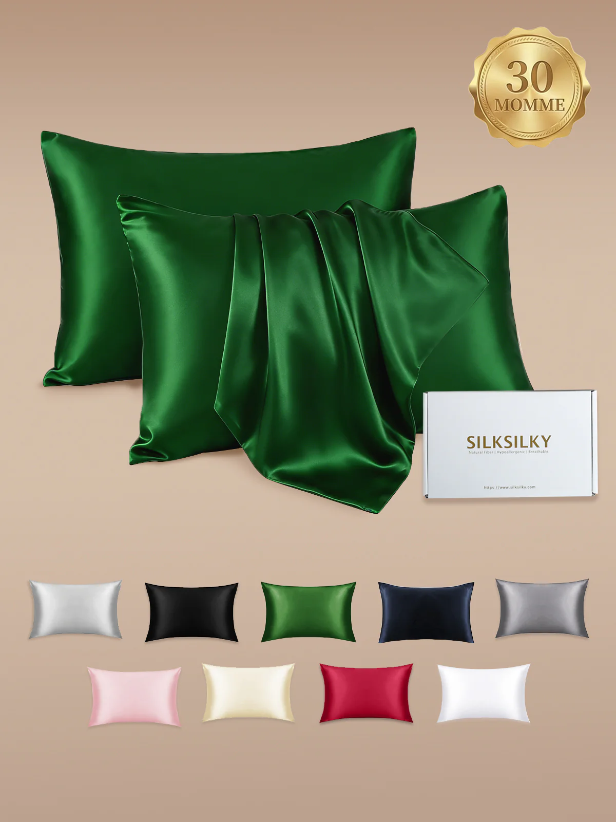 2st 30Momme 100% Silke Örngott Bundle- Dold Dragkedja - Image 19