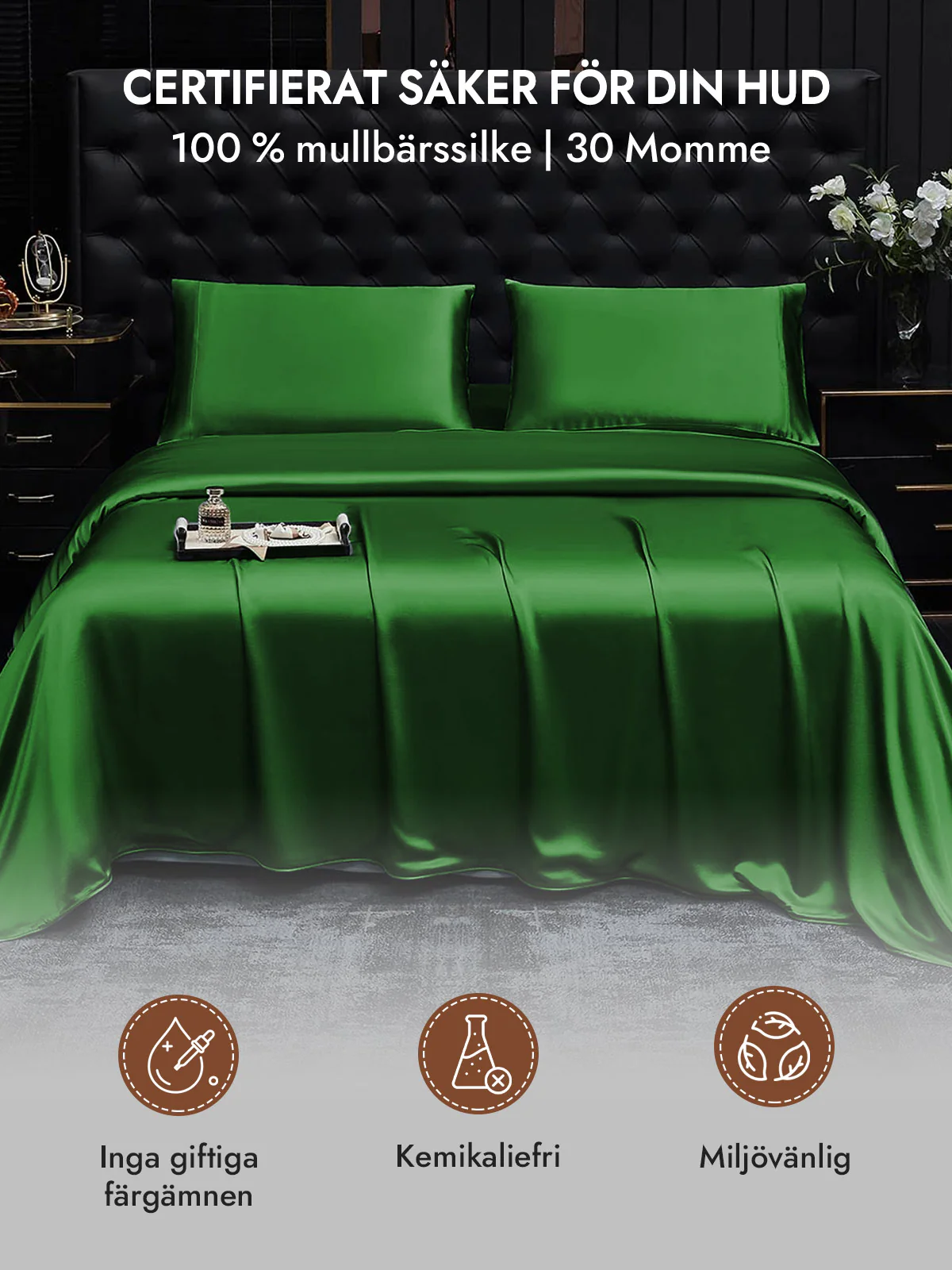 2st 30Momme 100% Silke Örngott Bundle- Dold Dragkedja - Image 24