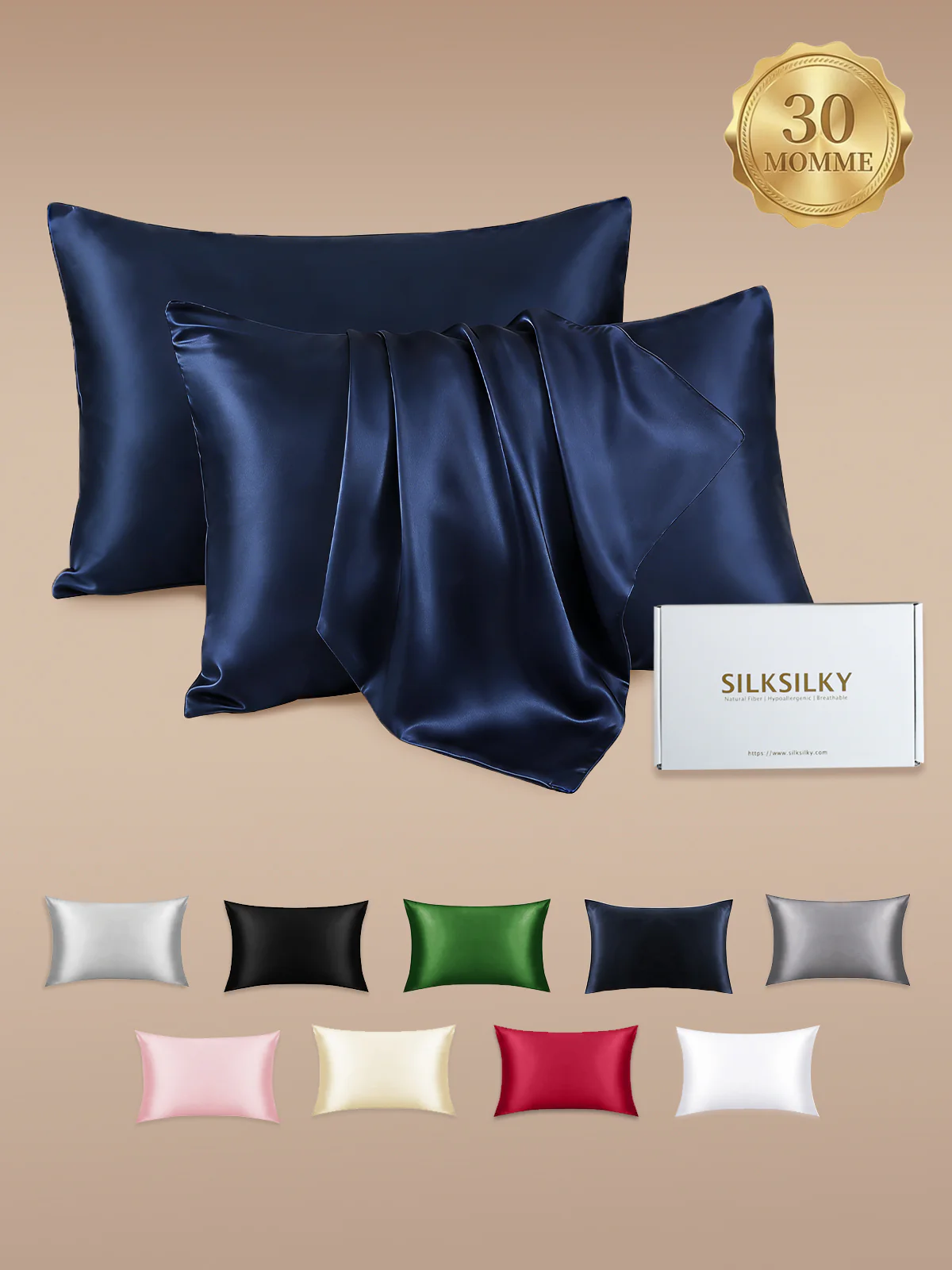 2st 30Momme 100% Silke Örngott Bundle- Dold Dragkedja - Image 31