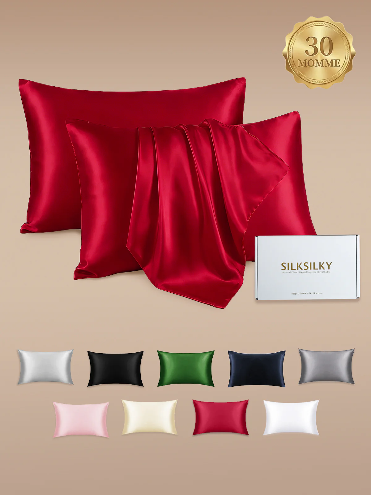 2st 30Momme 100% Silke Örngott Bundle- Dold Dragkedja - Image 43
