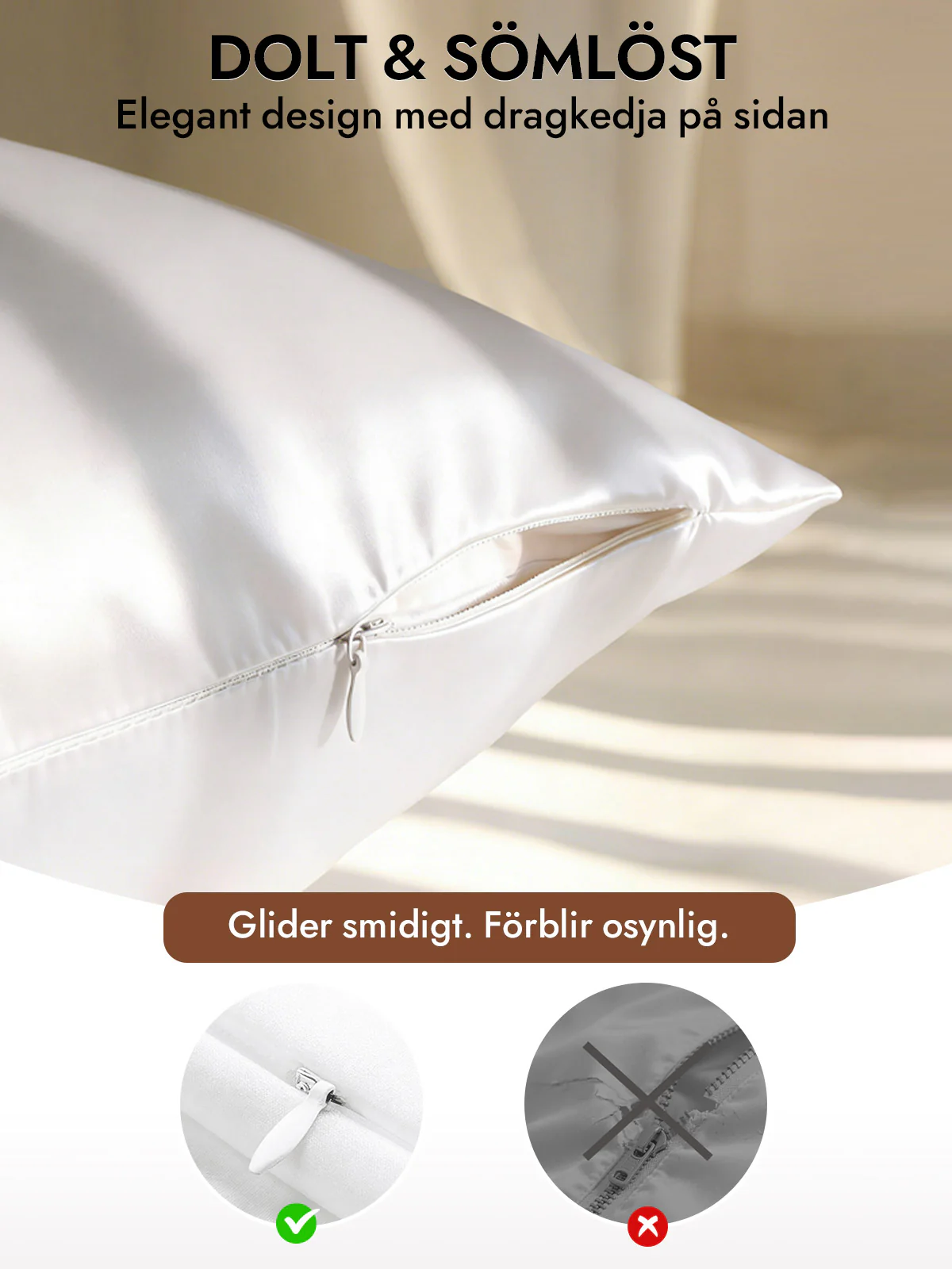 2st 30Momme 100% Silke Örngott Bundle- Dold Dragkedja - Image 5