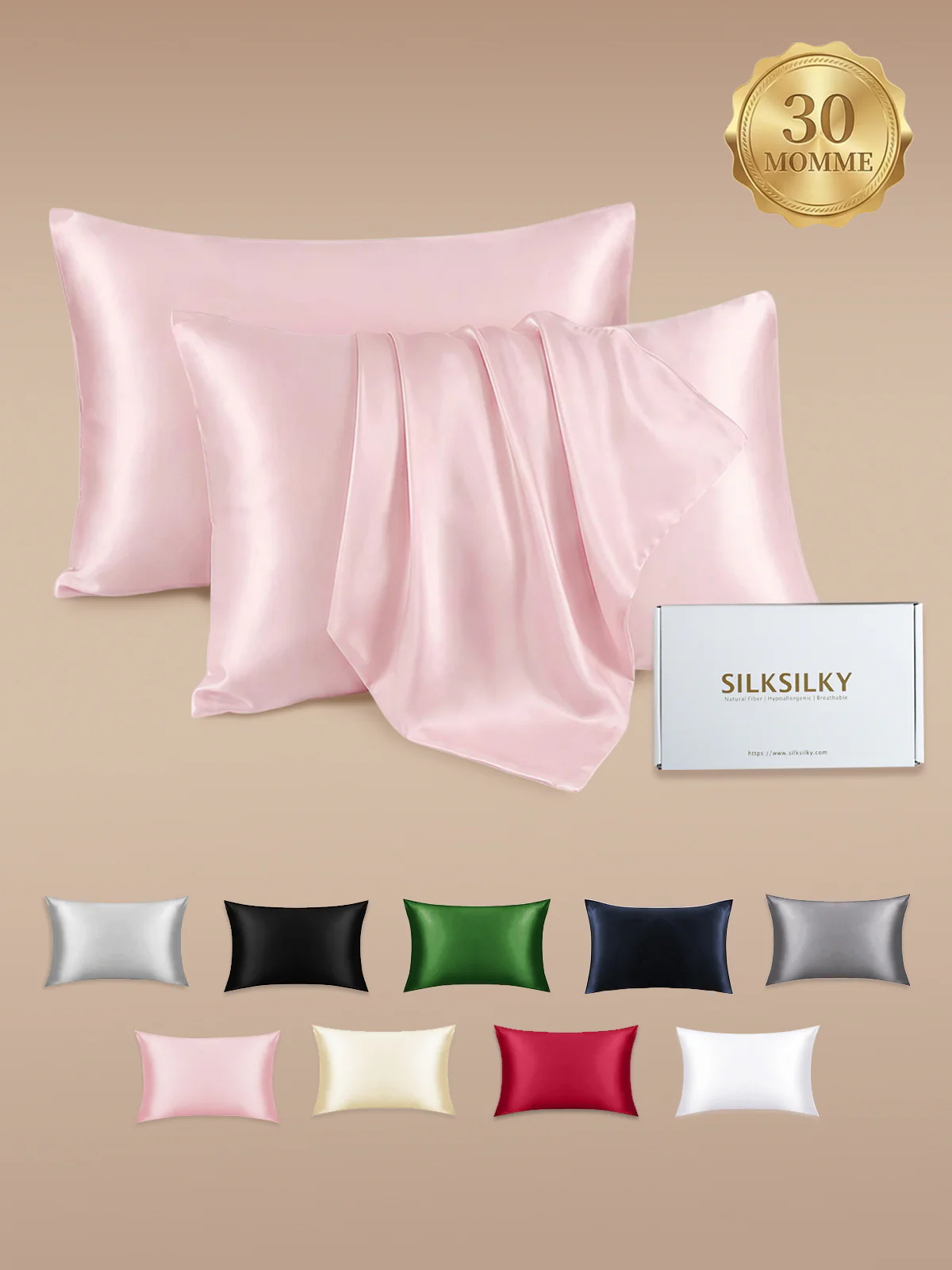 2st 30Momme 100% Silke Örngott Bundle- Dold Dragkedja - Image 50