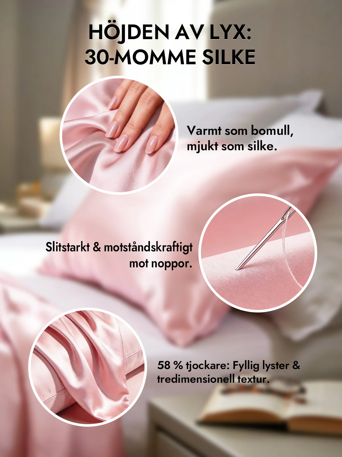 2st 30Momme 100% Silke Örngott Bundle- Dold Dragkedja - Image 51
