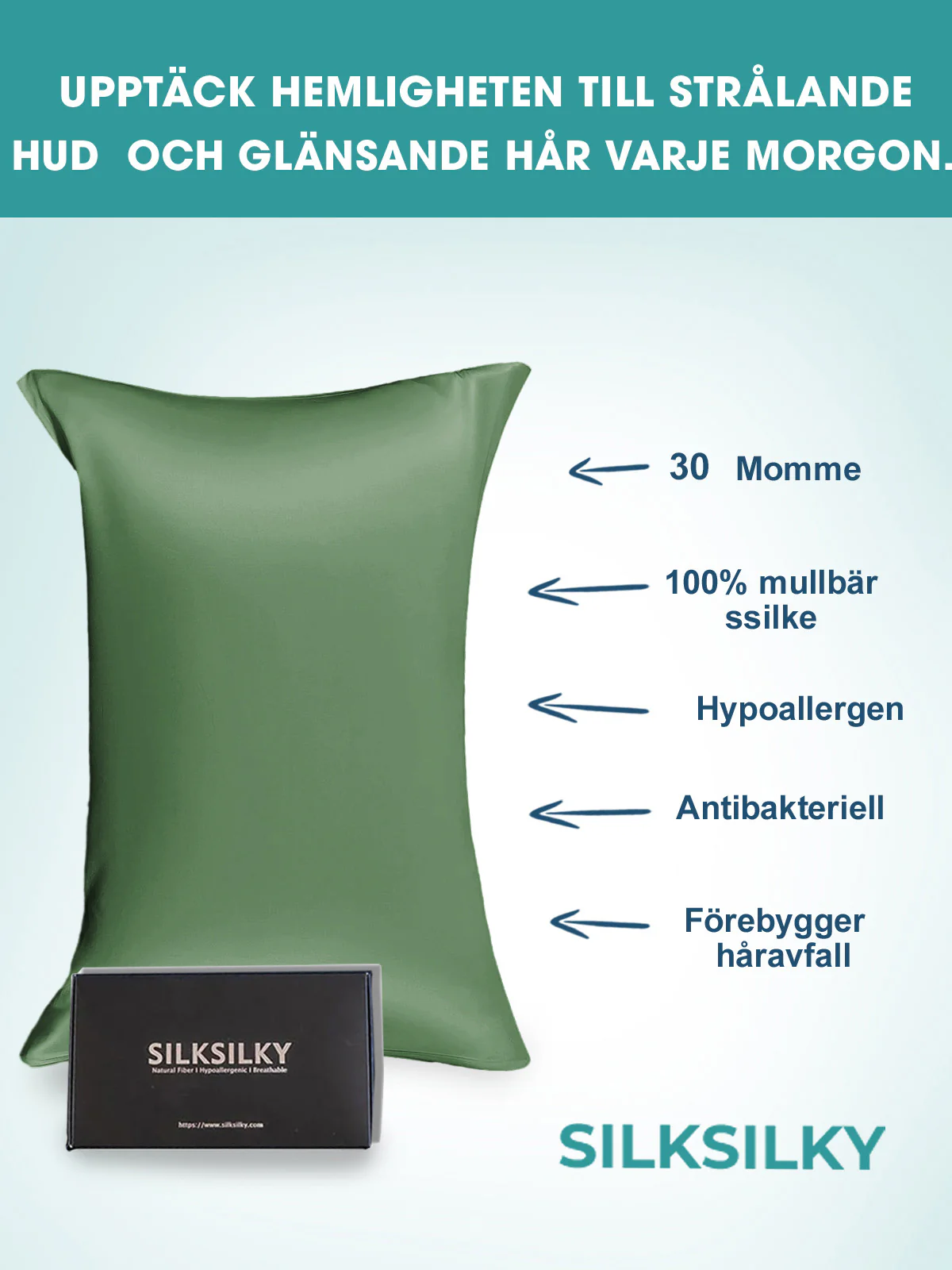 2st 30Momme 100% Silke Örngott Bundle- Dold Dragkedja - Image 64