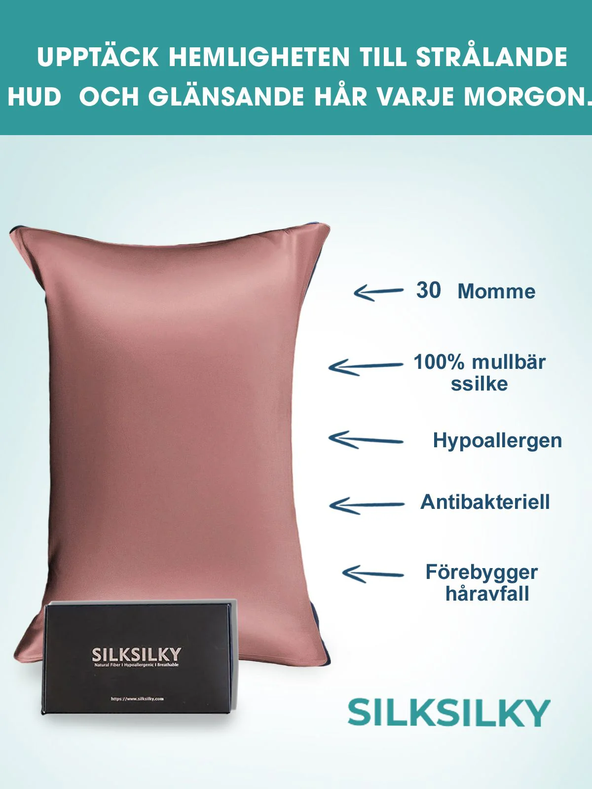 2st 30Momme 100% Silke Örngott Bundle- Dold Dragkedja - Image 71