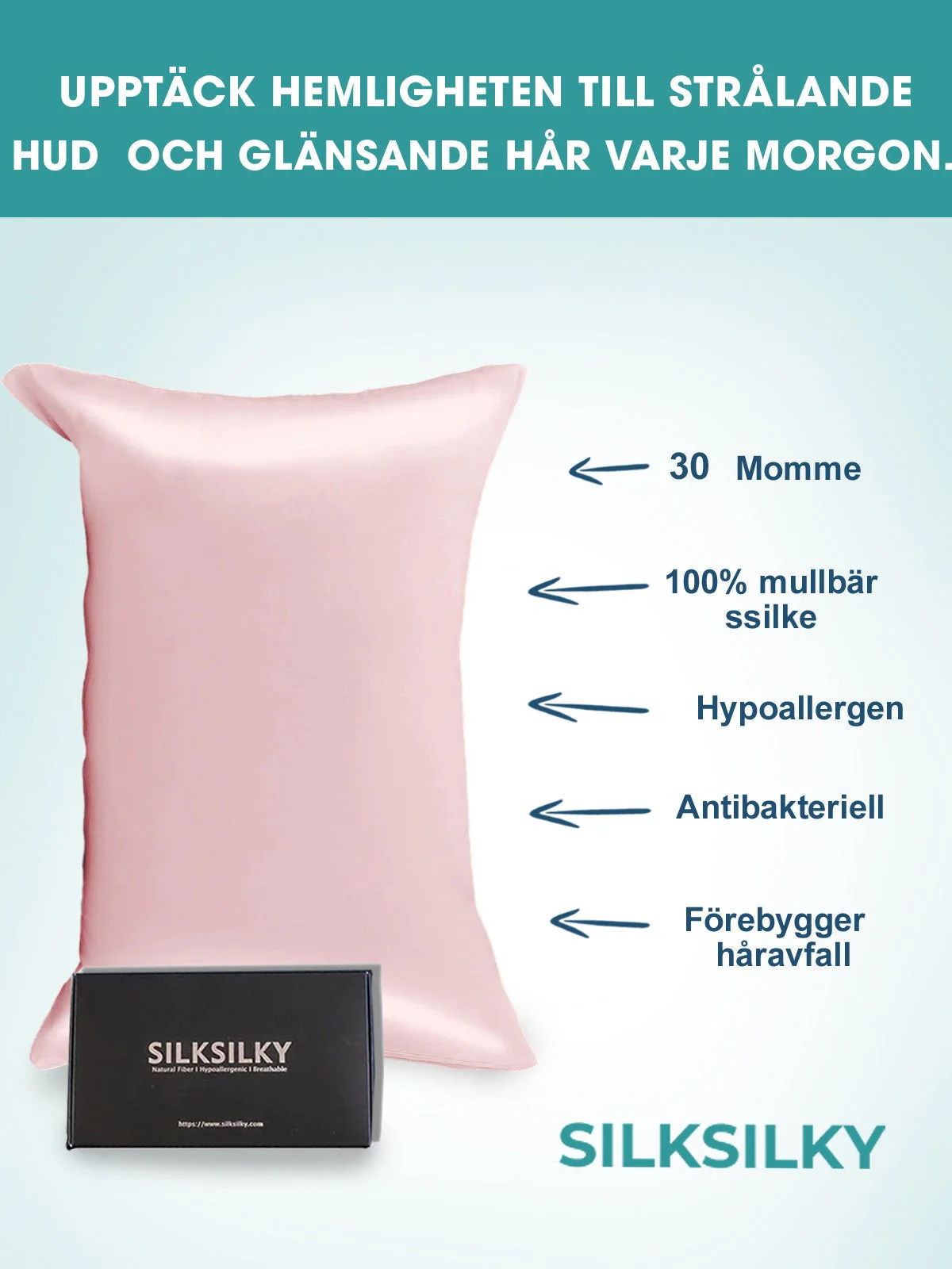 30Momme Lyxigt örngott i 100% siden - Dold dragkedja - Image 3