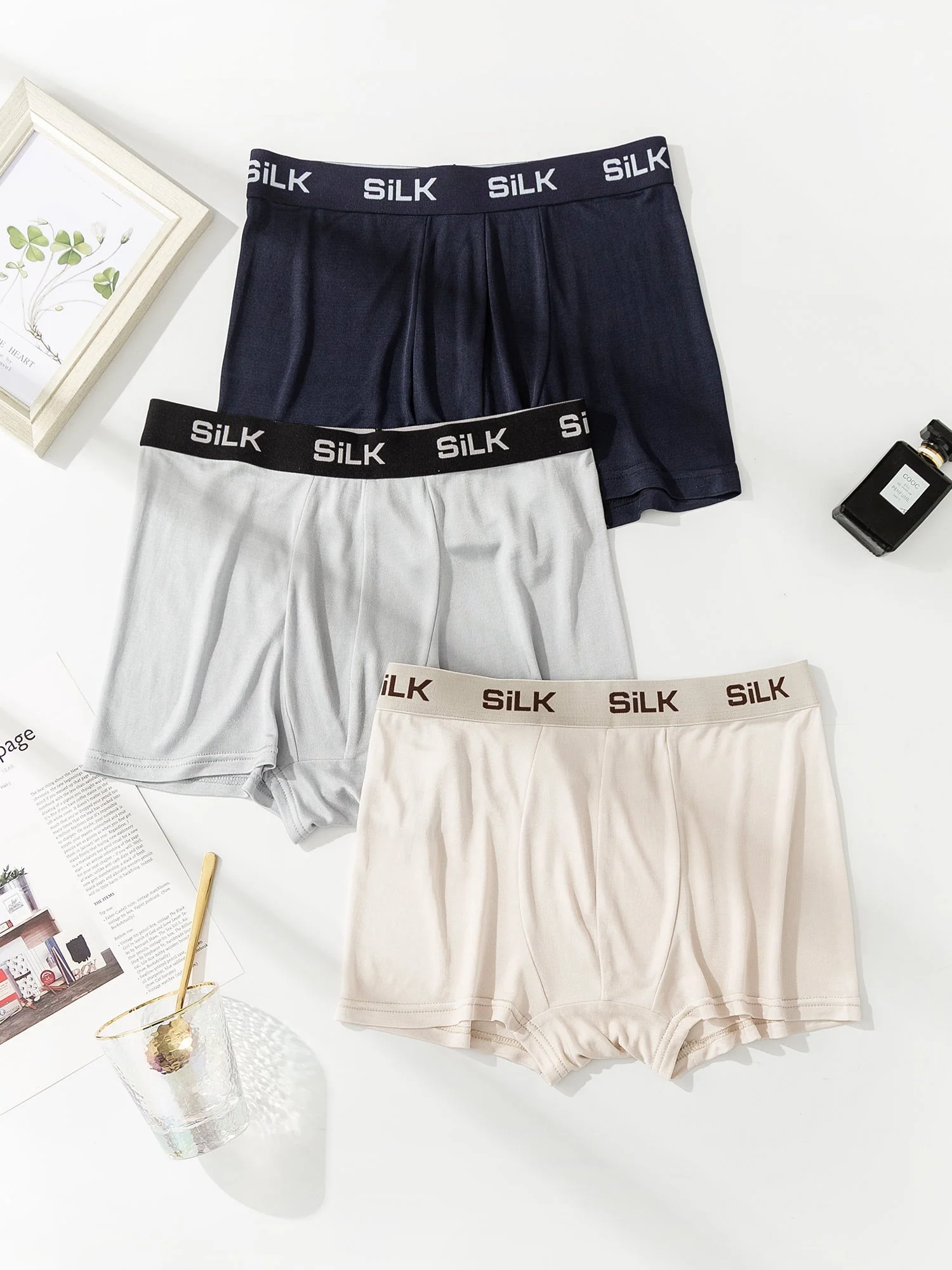 3-Pack Herrboxershorts Ultra Mjuka Bekväma i Ren Siden - Image 22