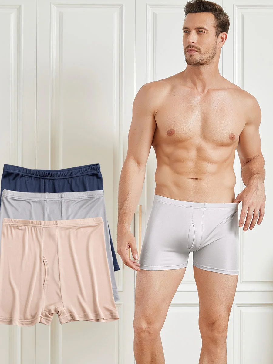 3-Pack Herr Boxerkalsonger i Ren Siden med Öppen Front - Image 19