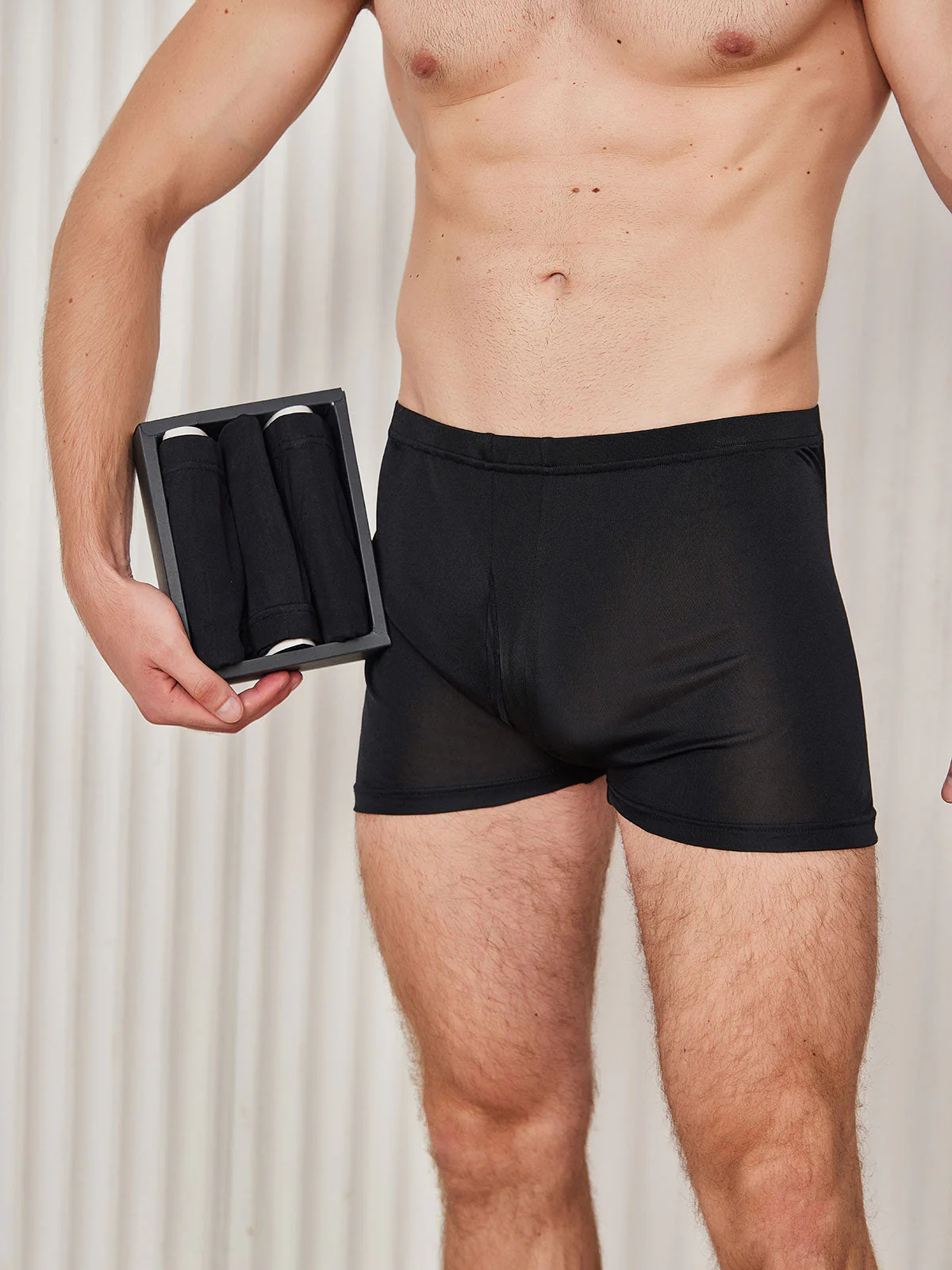 3-Pack Herr Boxerkalsonger i Ren Siden med Öppen Front - Image 7