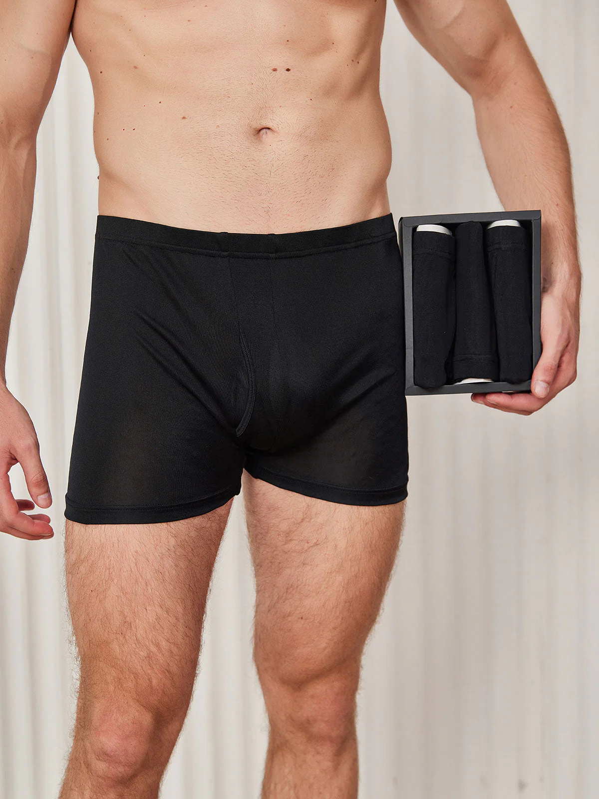 3-Pack Herr Boxerkalsonger i Ren Siden med Öppen Front - Image 9