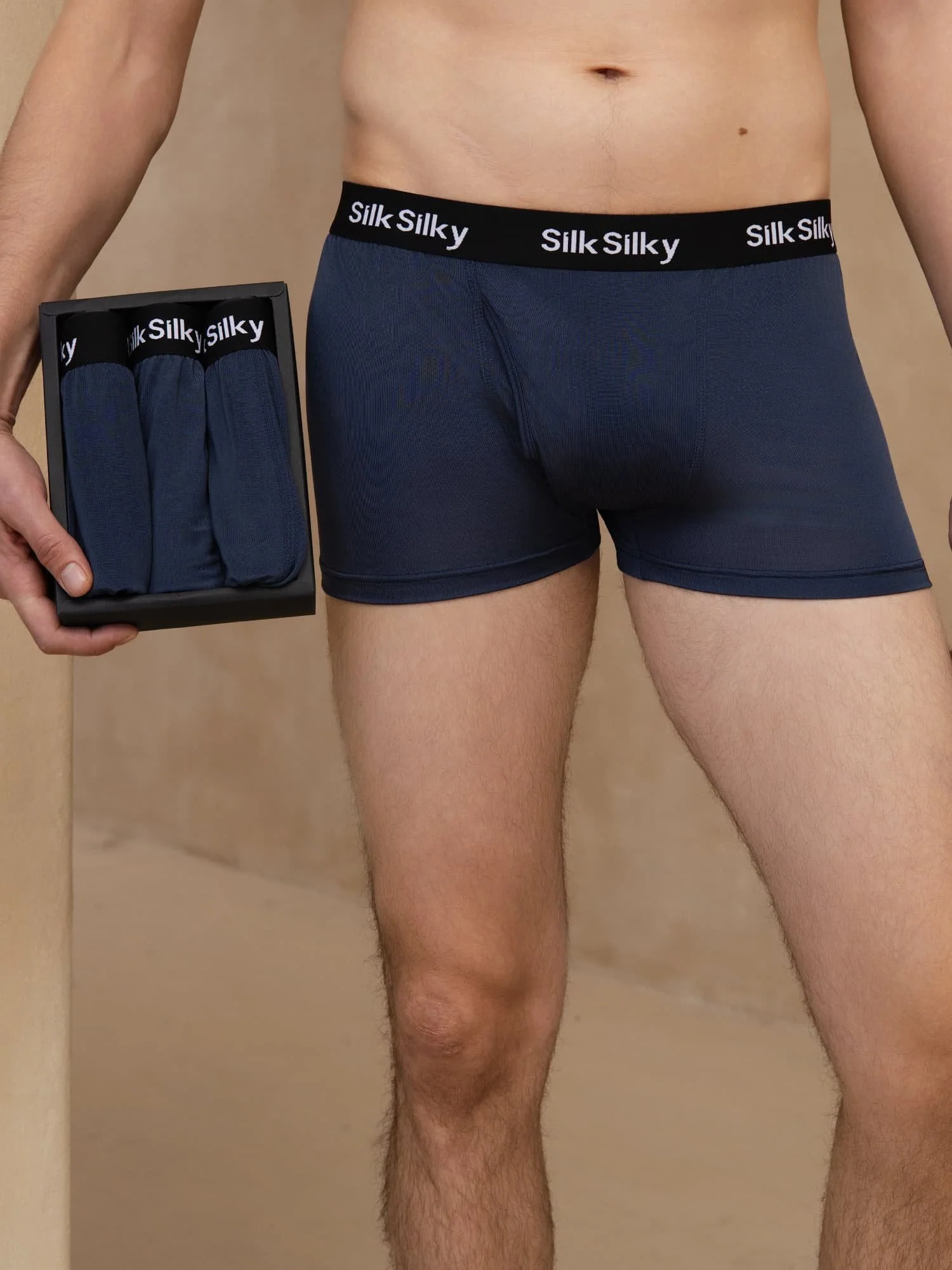 3 St Ren Siden Herr Komfort Andningsbar Boxer Brief Underkläder - Image 10
