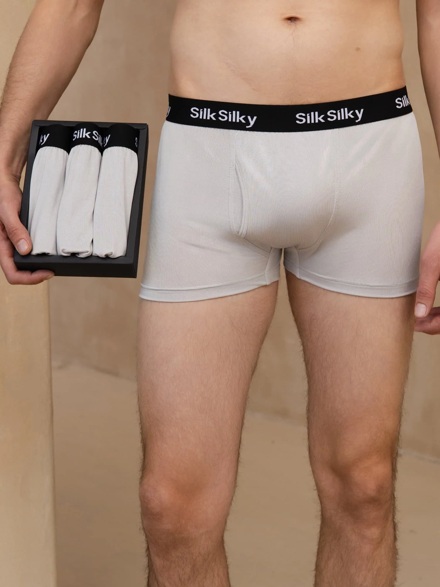 3 St Ren Siden Herr Komfort Andningsbar Boxer Brief Underkläder - Image 14