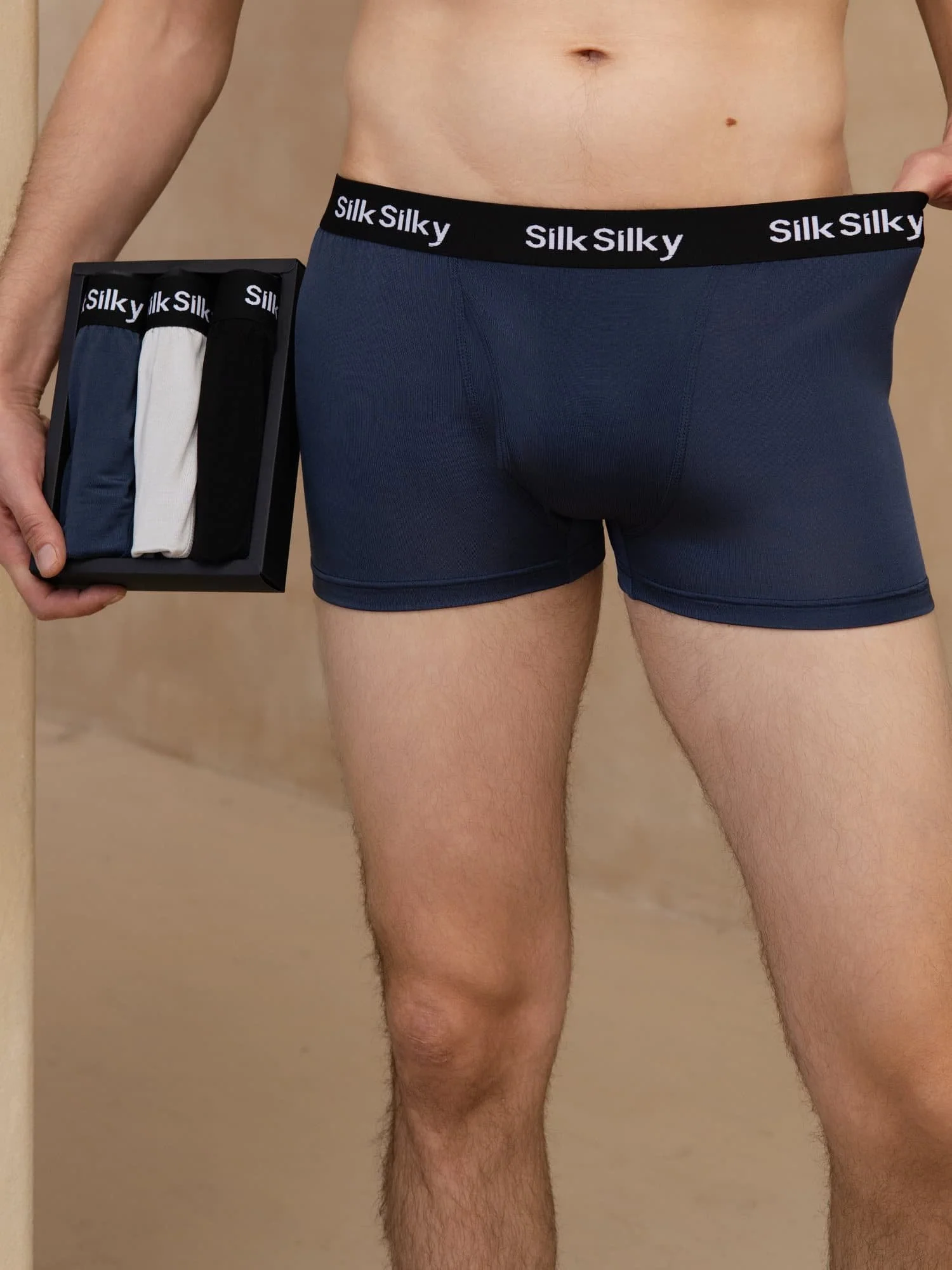 3 St Ren Siden Herr Komfort Andningsbar Boxer Brief Underkläder - Image 3