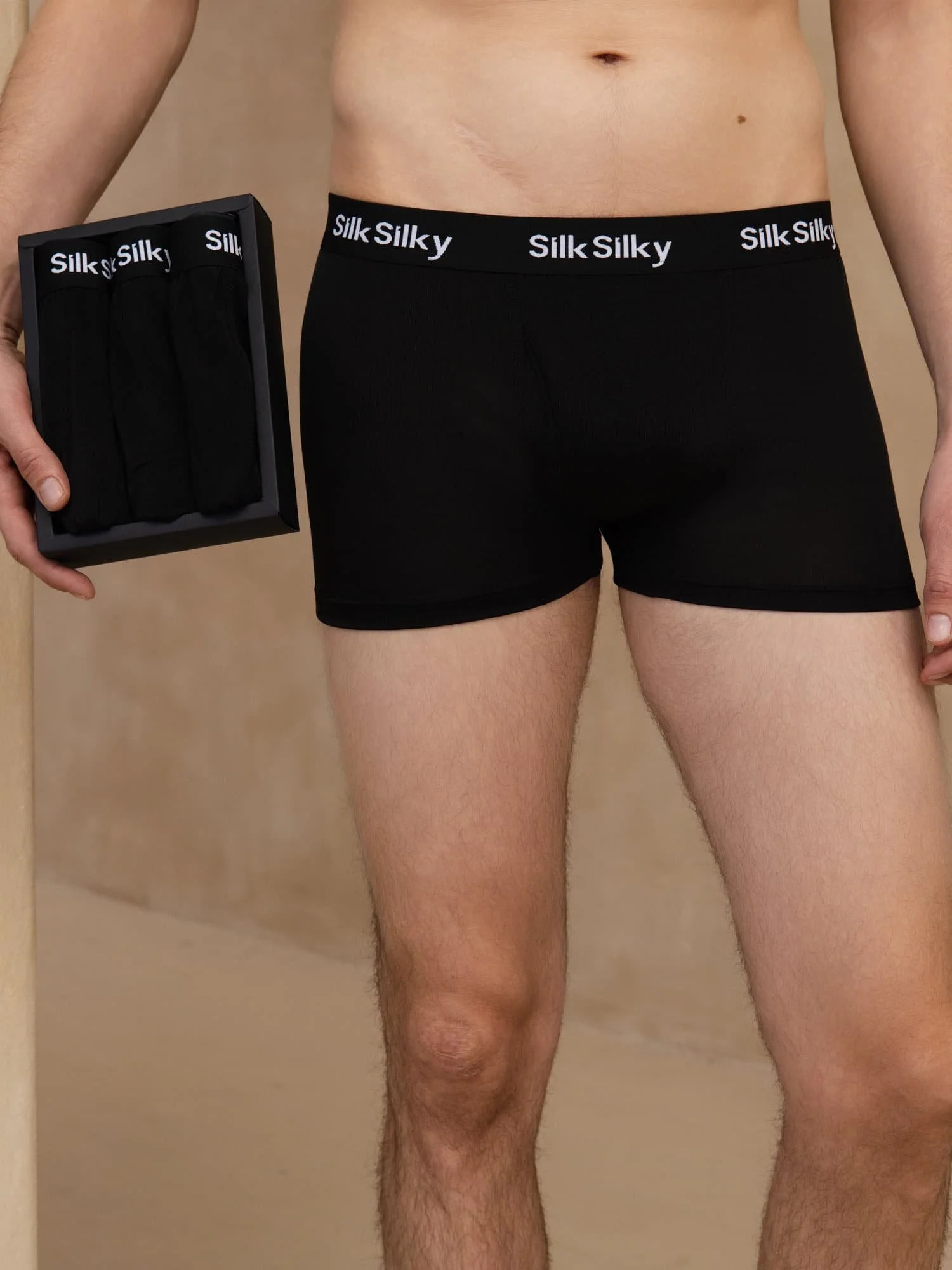 3 St Ren Siden Herr Komfort Andningsbar Boxer Brief Underkläder - Image 6