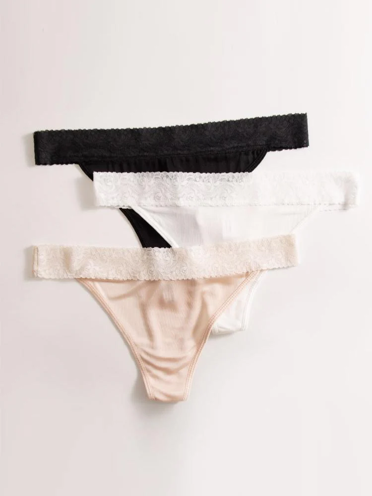 3st Pure Silk sexig Spetsblomma Stringtrosa (BH ingår ej) - Image 4