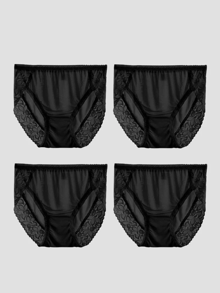 4-Pack Sexiga Spets Underkläder i Silkestrik för Kvinnor (BH Inte Inkluderad) - Image 21