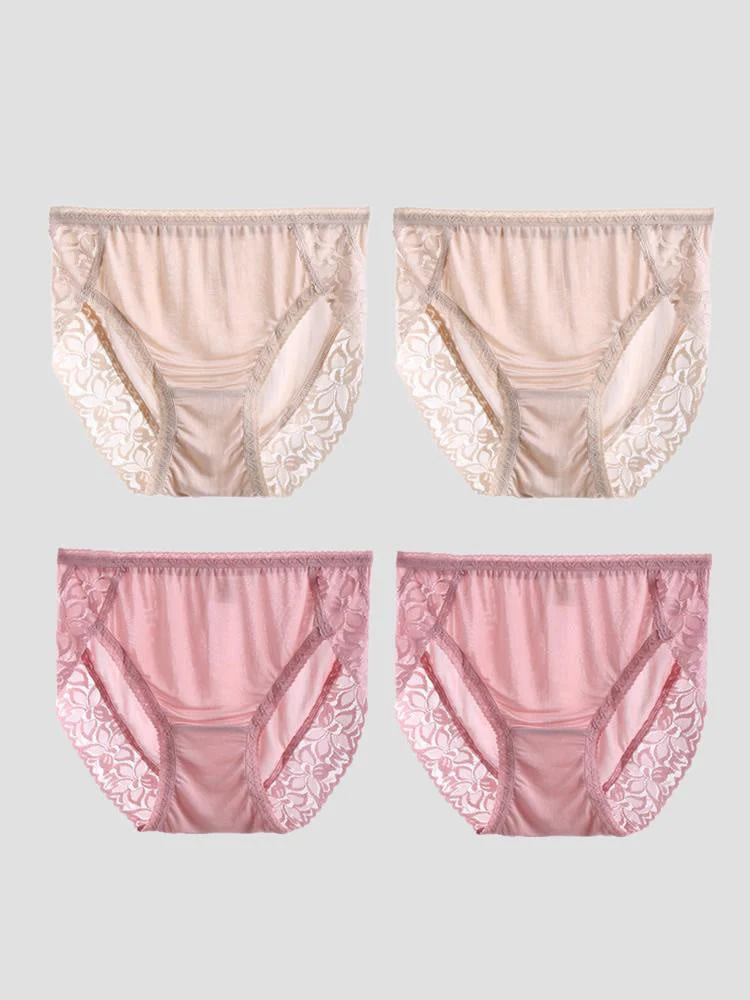 4-Pack Sexiga Spets Underkläder i Silkestrik för Kvinnor (BH Inte Inkluderad) - Image 24