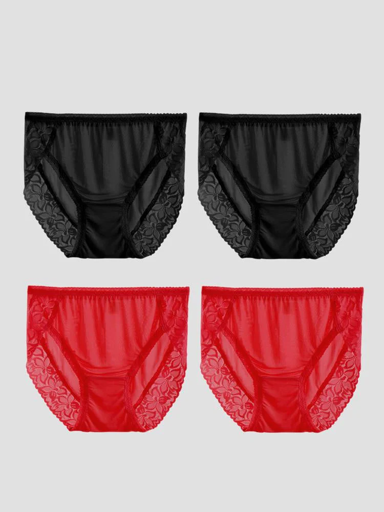 4-Pack Sexiga Spets Underkläder i Silkestrik för Kvinnor (BH Inte Inkluderad) - Image 26