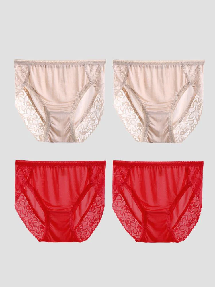 4-Pack Sexiga Spets Underkläder i Silkestrik för Kvinnor (BH Inte Inkluderad) - Image 29