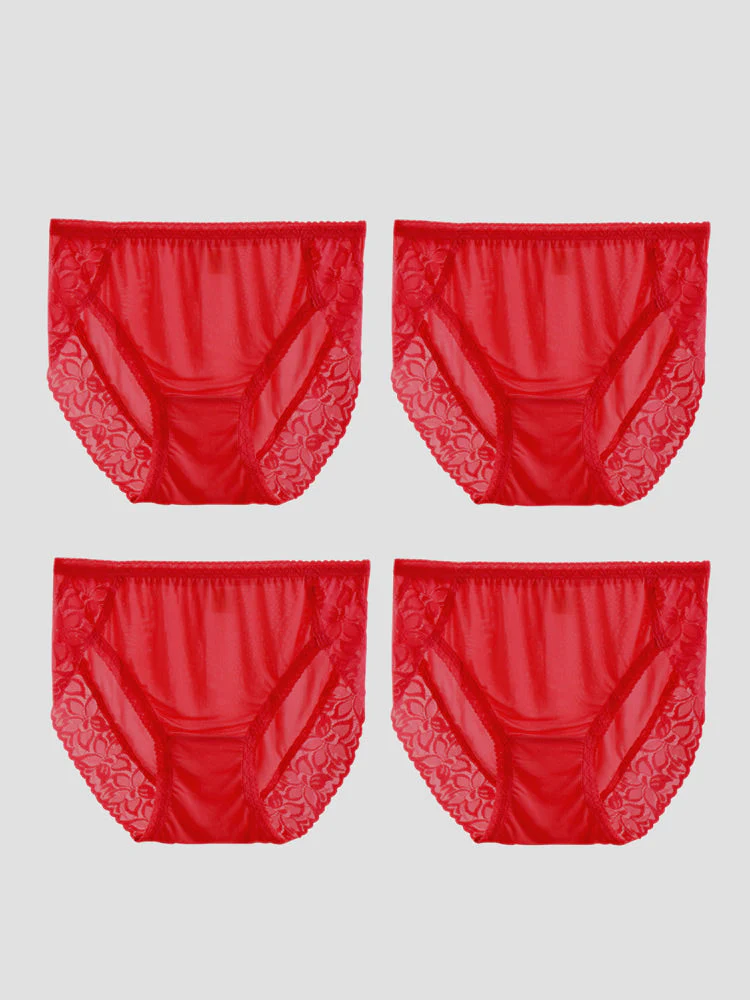 4-Pack Sexiga Spets Underkläder i Silkestrik för Kvinnor (BH Inte Inkluderad) - Image 34
