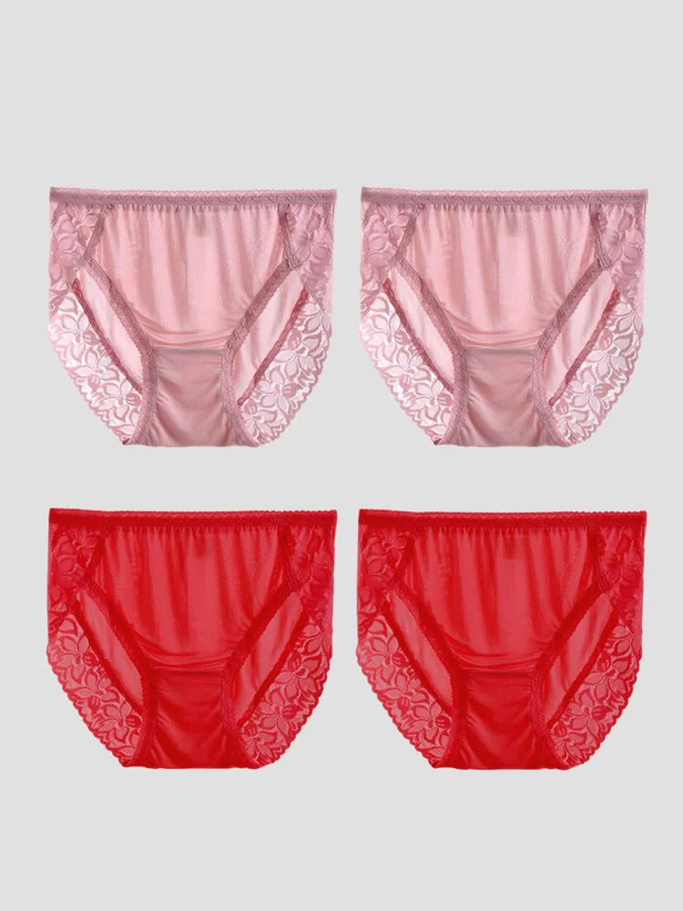 4-Pack Sexiga Spets Underkläder i Silkestrik för Kvinnor (BH Inte Inkluderad) - Image 37