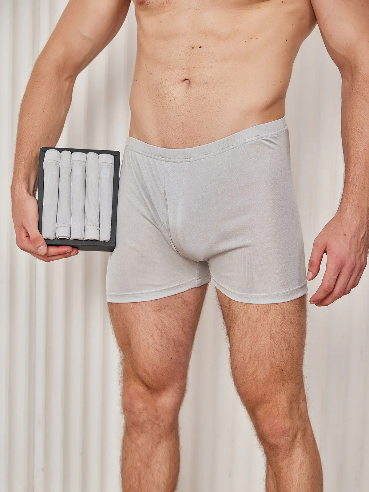 5-Pack Herr Boxerkalsonger i Ren Siden med Gylf - Image 15