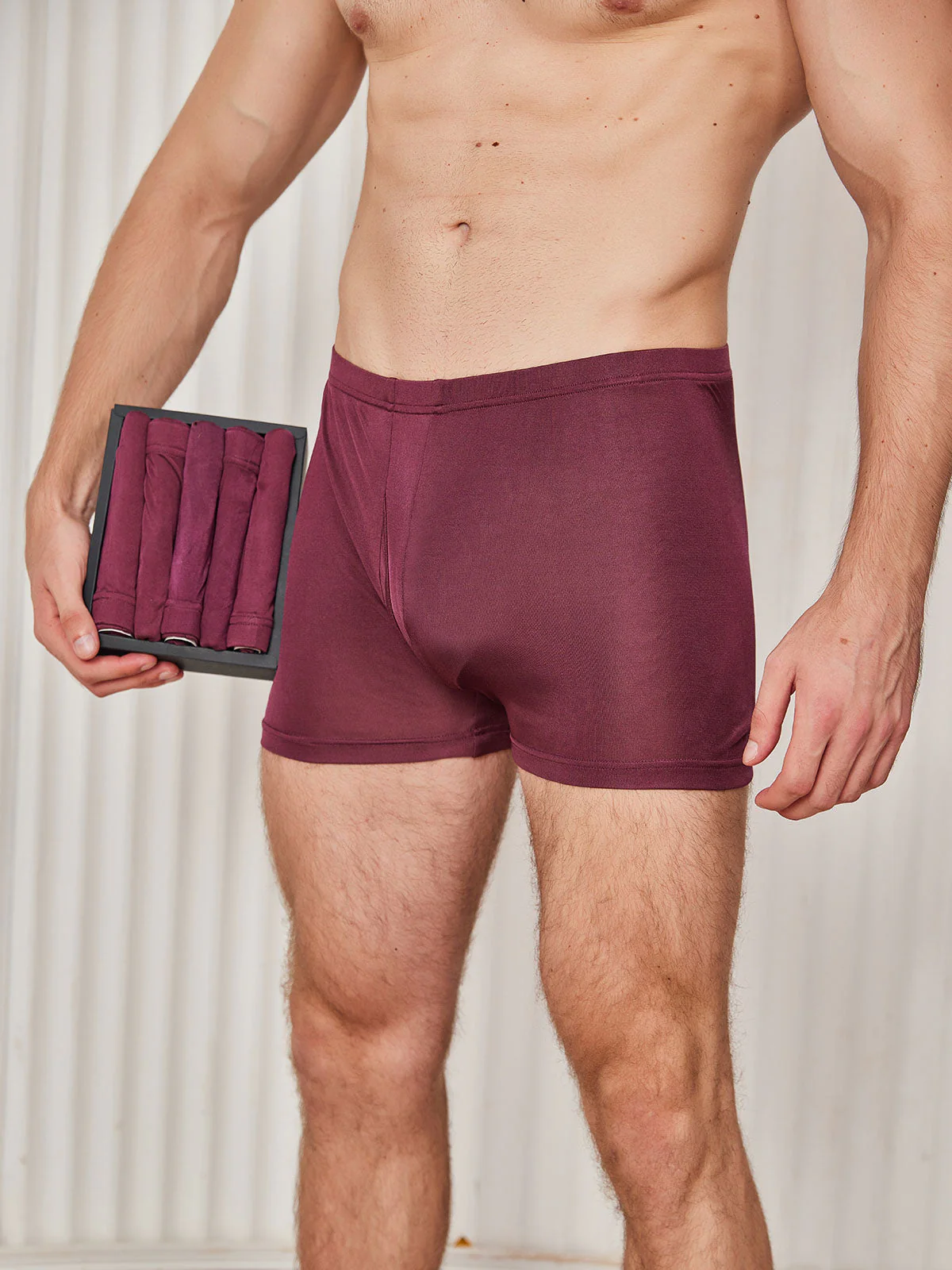 5-Pack Herr Boxerkalsonger i Ren Siden med Gylf - Image 18